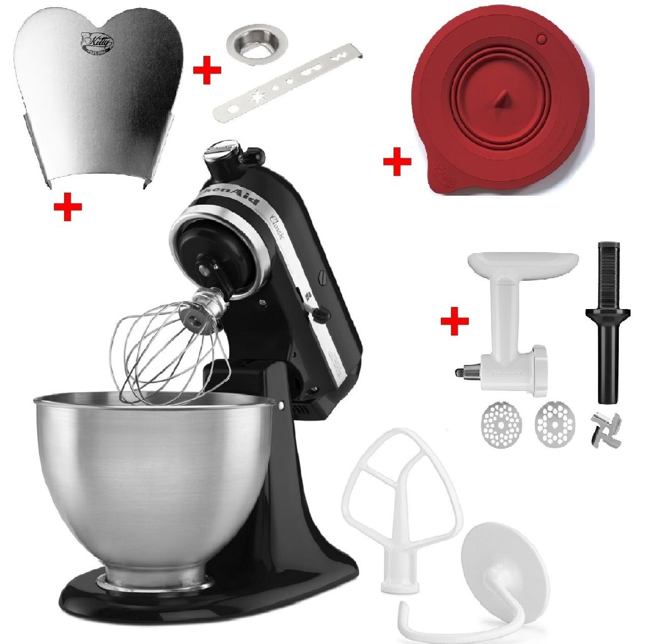 KitchenAid Küchenmaschine 5K45SSEOB Sparset mit 4 Zubehören, 275 W, 4.3 l Schüssel