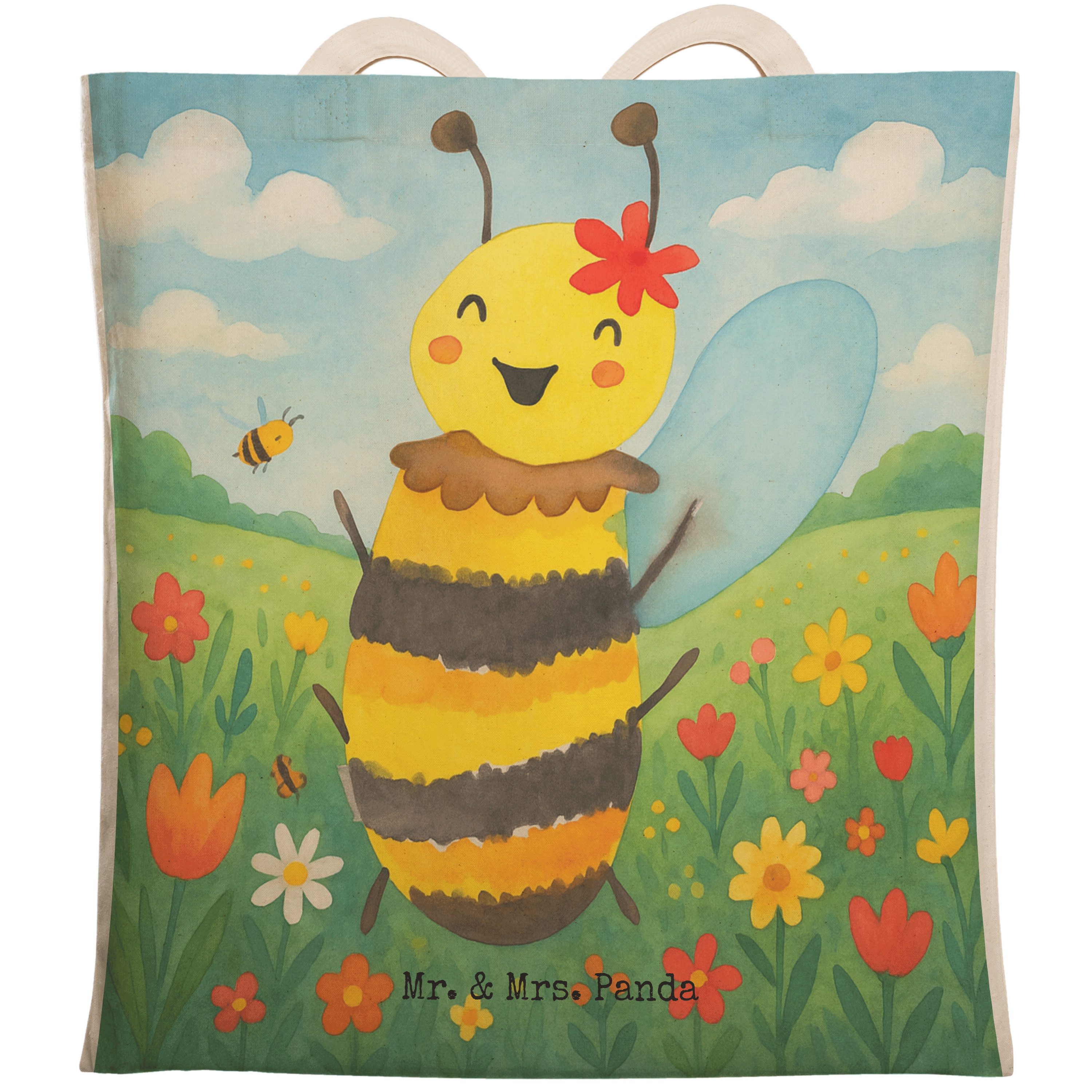 Tragetasche Biene Happy Design, Tote Bag, Weiß, Stofftragetasche, Tasche, Bag, We