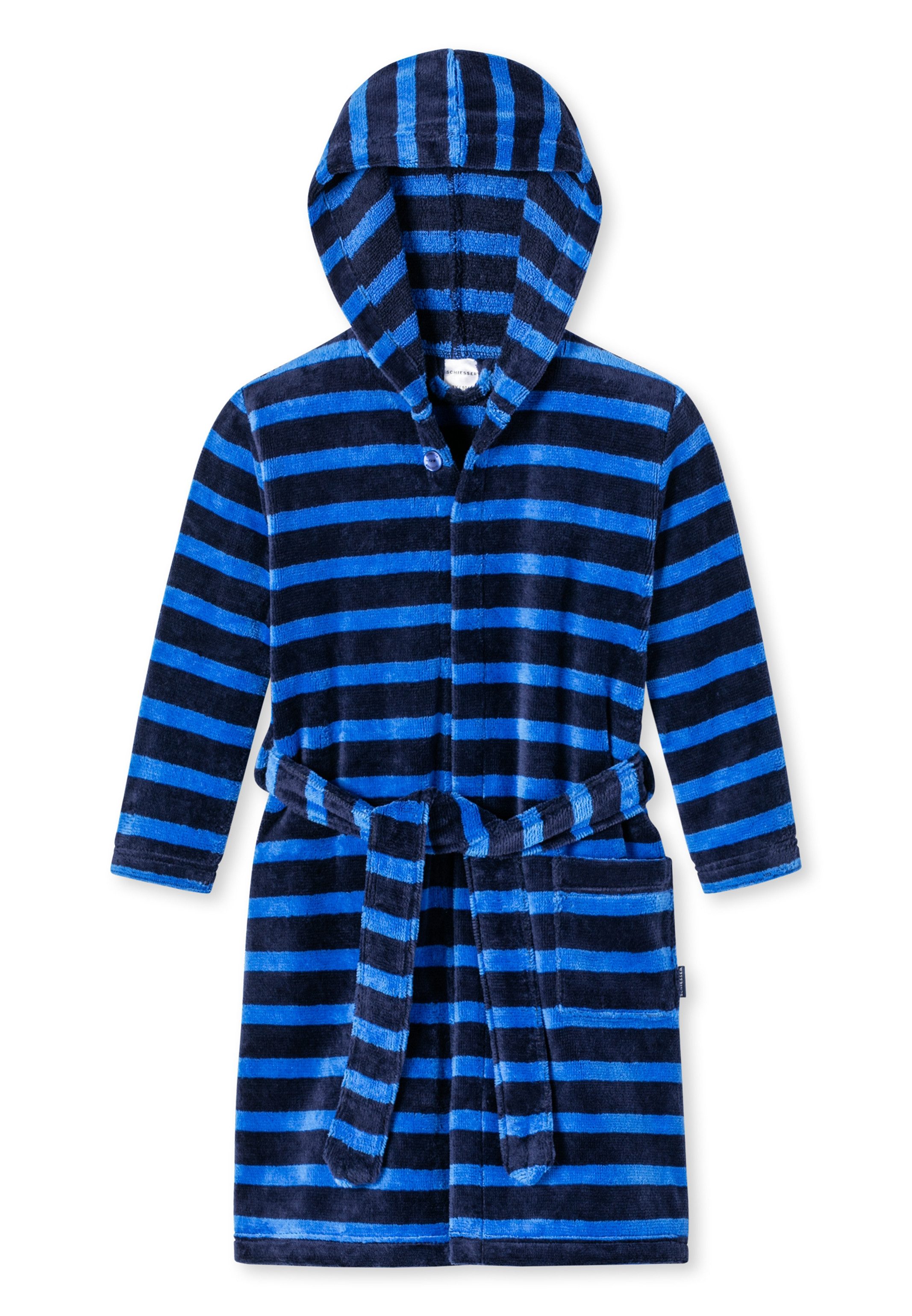 Schiesser Bademantel Kids Boys, Baumwolle, nicht relevant, Gürtel, Bademantel - Baumwolle - Mit Kapuze, Bindegürtel und Knopf am Kragen