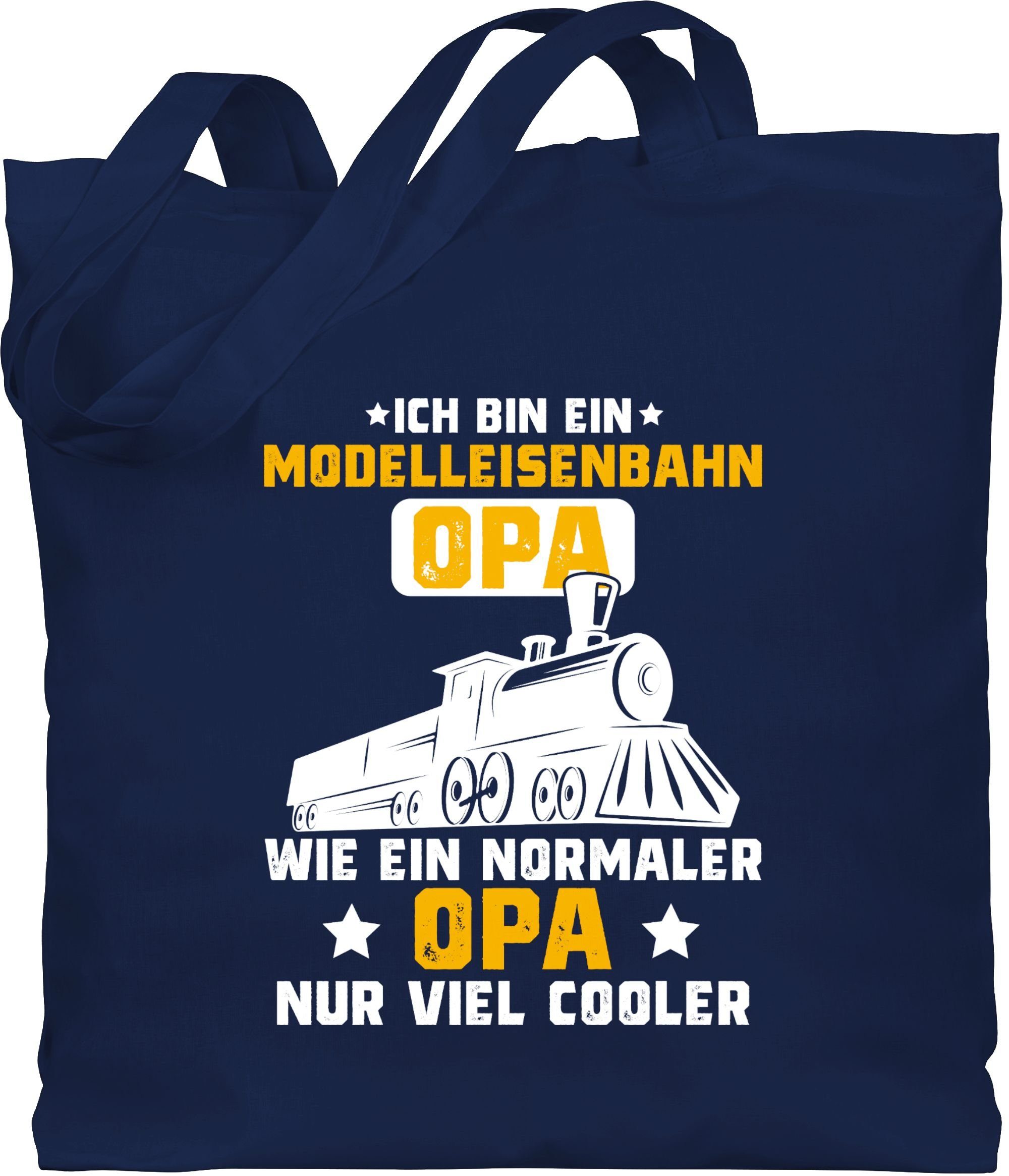 Shirtracer Umhängetasche Ich bin ein Modelleisenbahn Opa - weiß/orange, Opa Geschenke 1 Navy Blau