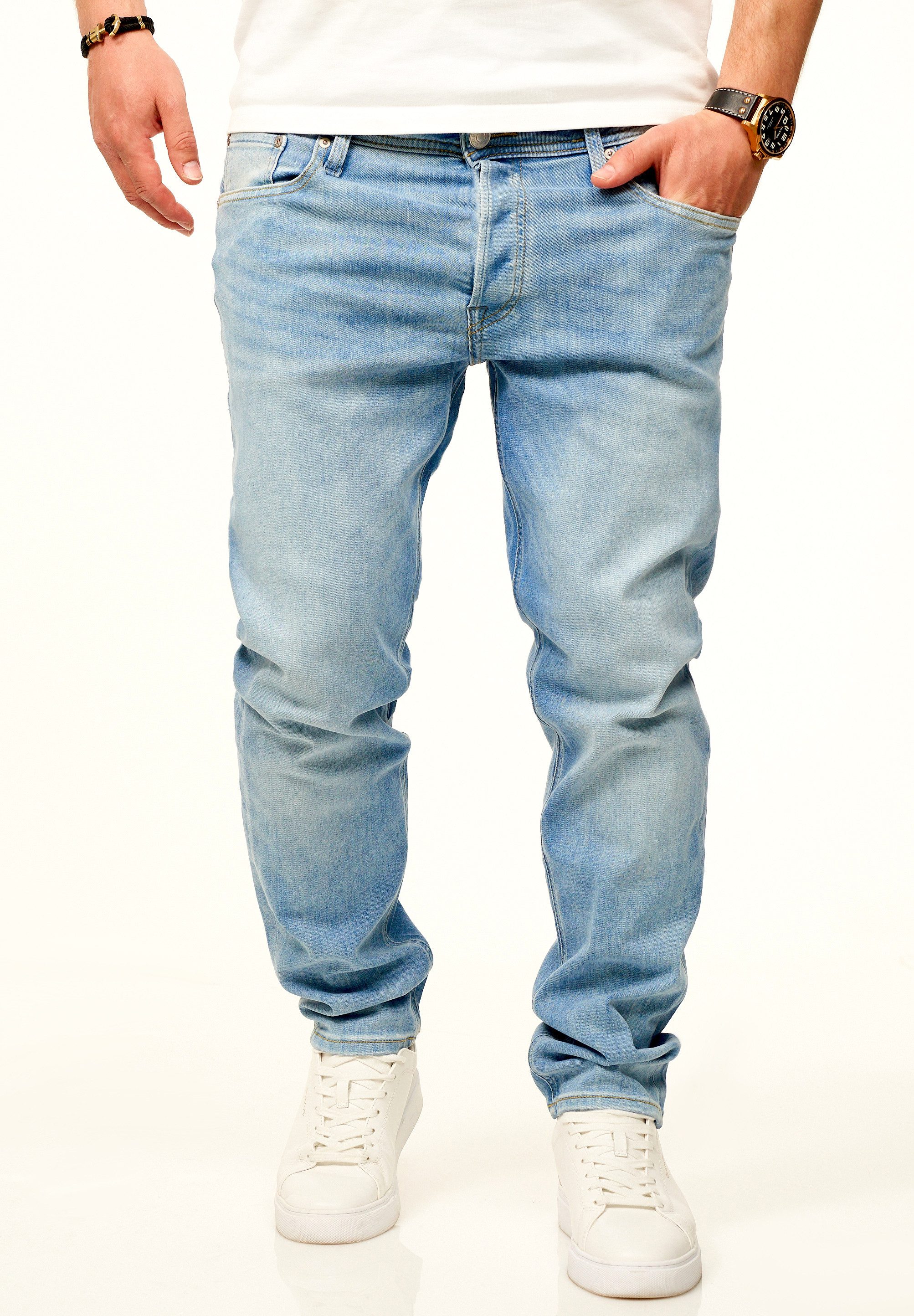 Jack & Jones Tapered-fit-Jeans MIKE ARIS Original Denim Hose mit Stretch Herren Jeans mit Comfort Fit Passform