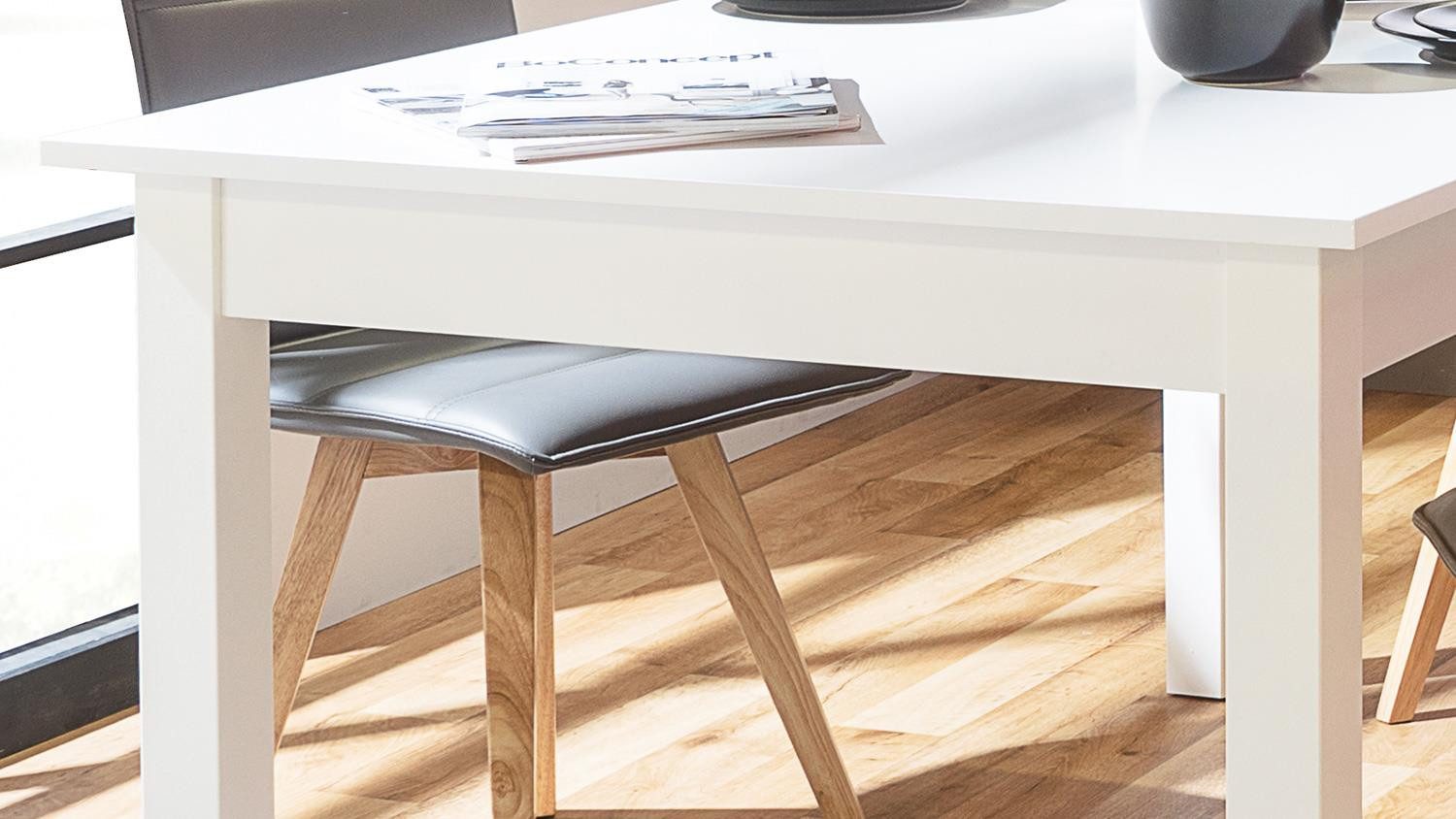 Finori Esstisch Esstisch Coburg Tisch Küchentisch in weiß ausziehbar 80-120x80 cm