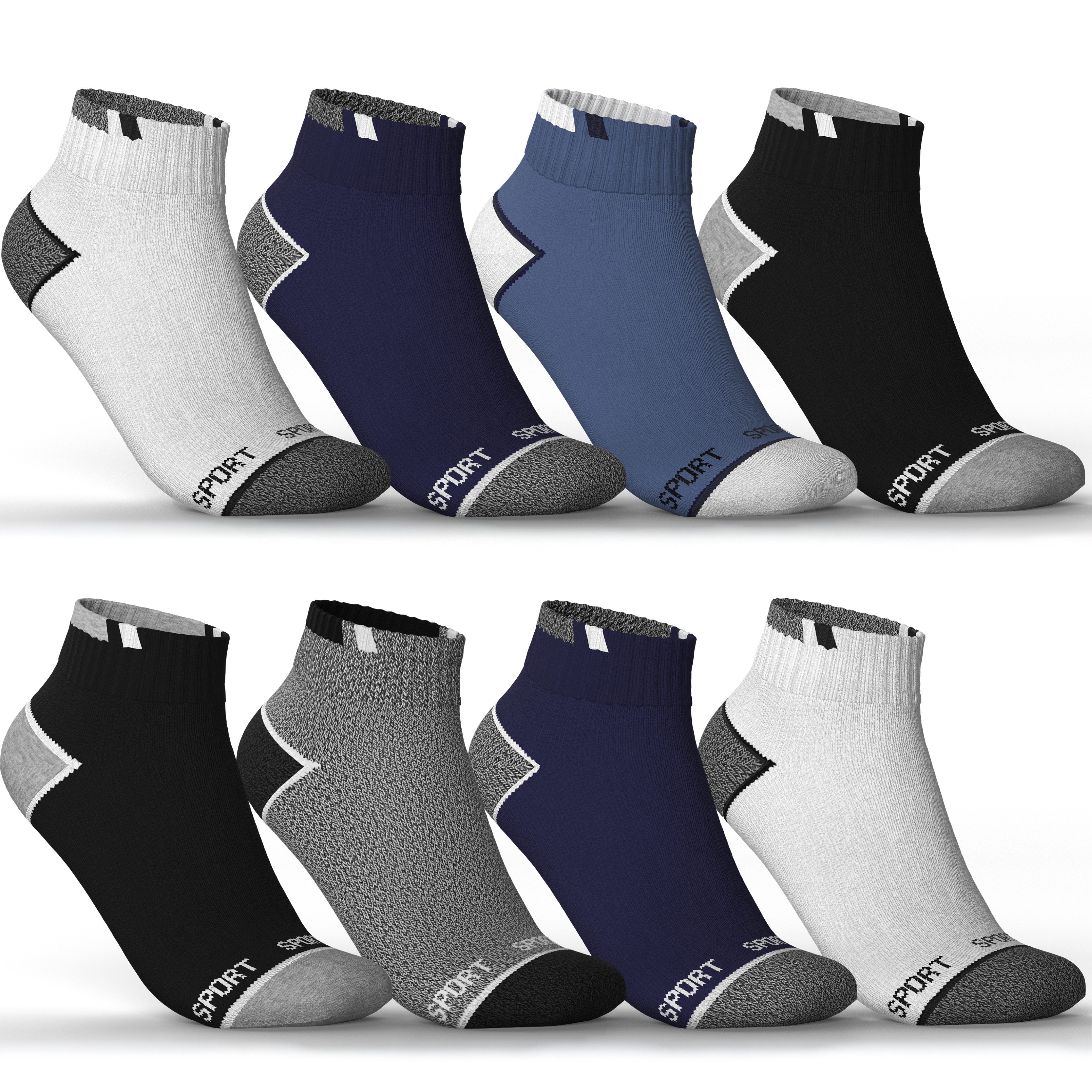 MEDOLY Sneakersocken Sport Quarter Sportsocken für Damen & Herren (8 Paar) mit verstärkter Frotteesohle