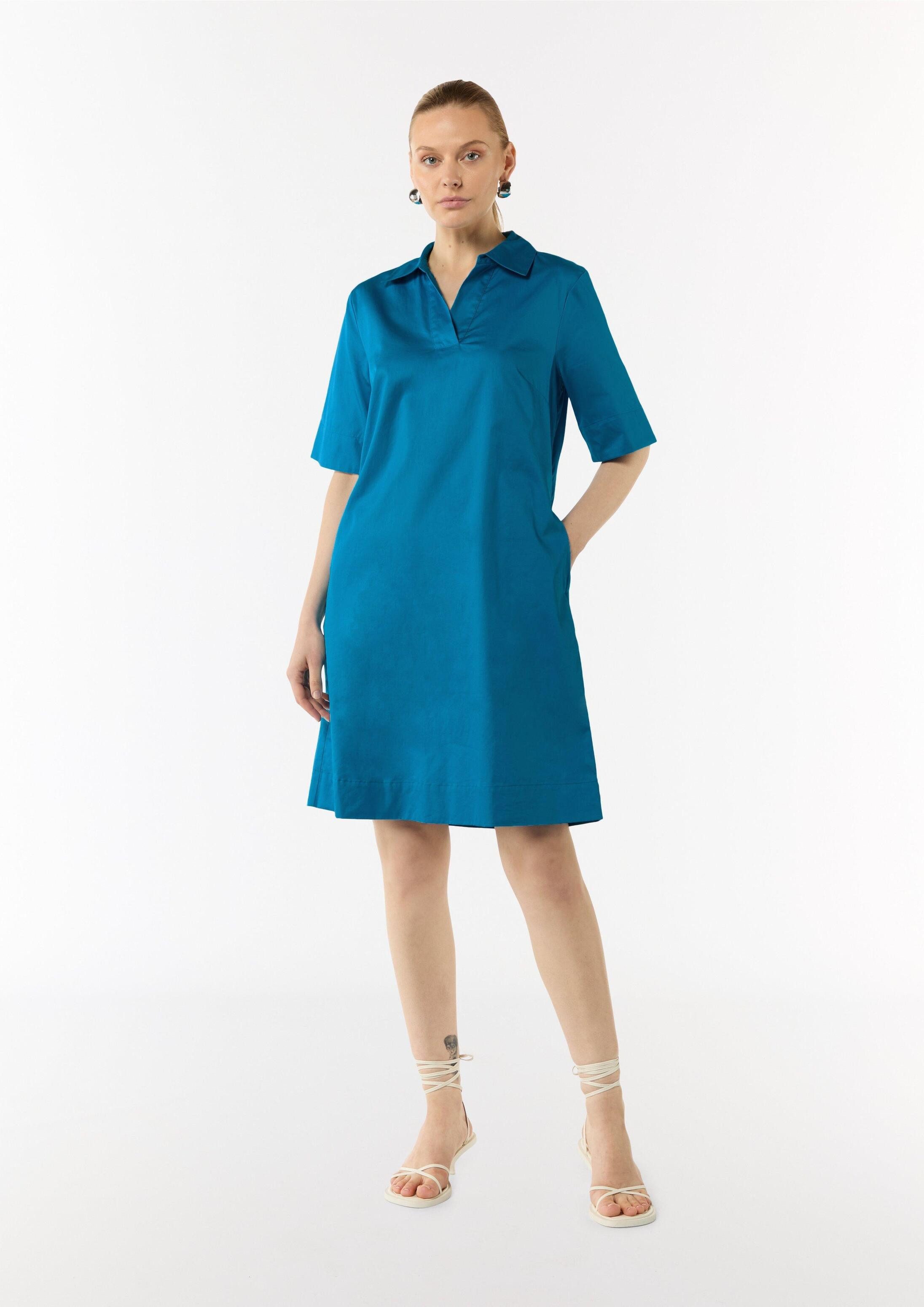 comma Minikleid Kleid Baumwollkleid mit Hemdkragen und Eingrifftaschen