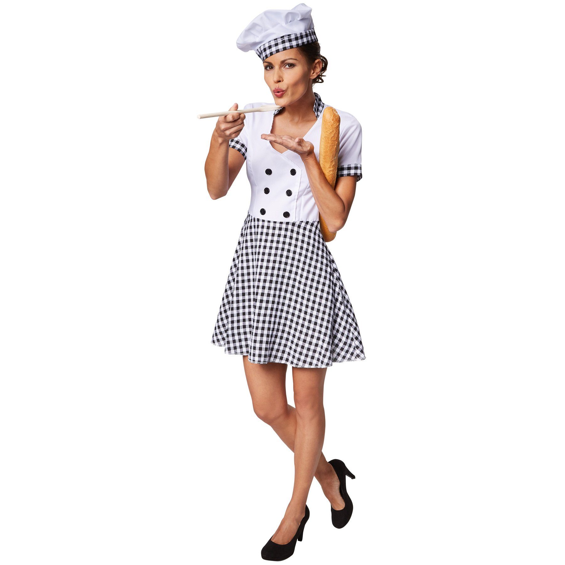 dressforfun Kostüm Frauenkostüm Küchenchefin, Schickes, kurzes Kleid