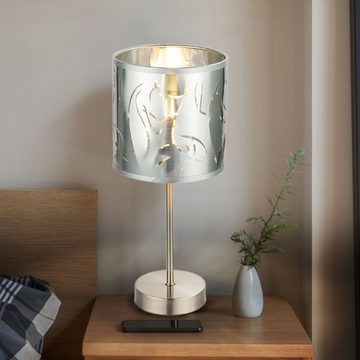 etc-shop LED Tischleuchte, Leuchtmittel inklusive, Warmweiß, Farbwechsel, RGB Tisch Lampe Schlaf Zimmer Stanzung Fernbedienung Lampe