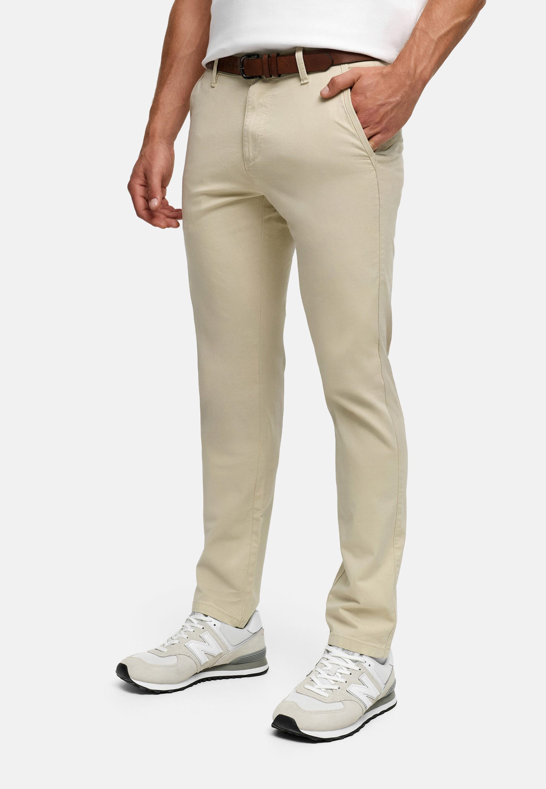 INDICODE Chinohose Herren INPilli Regular-Fit Baumwollhose mit schmaler Passform mit praktischem, integriertem Gürtel