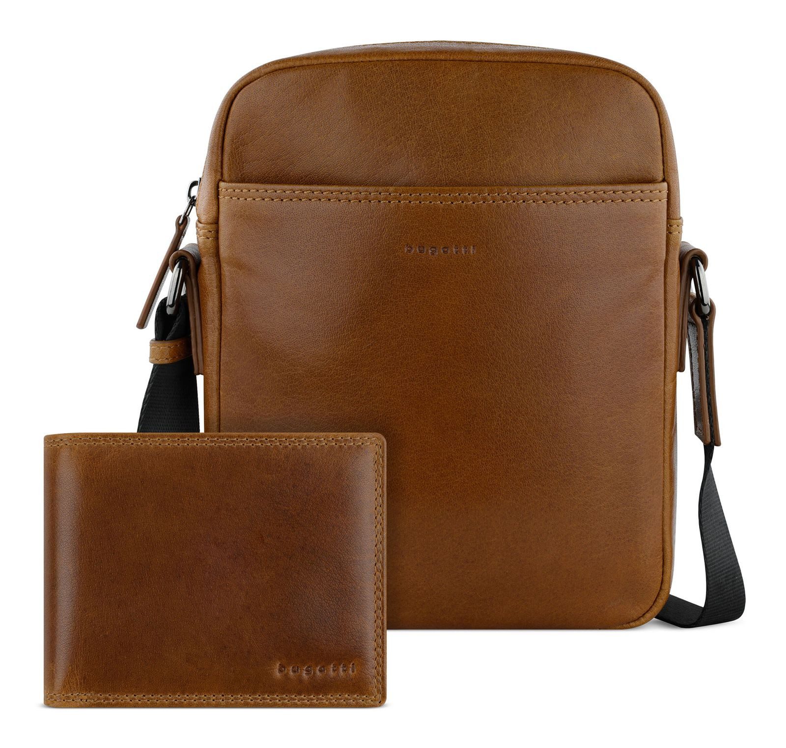 bugatti Umhängetasche Crossover Bag + Wallet (Set, 2-tlg), aus echtem Büffelleder