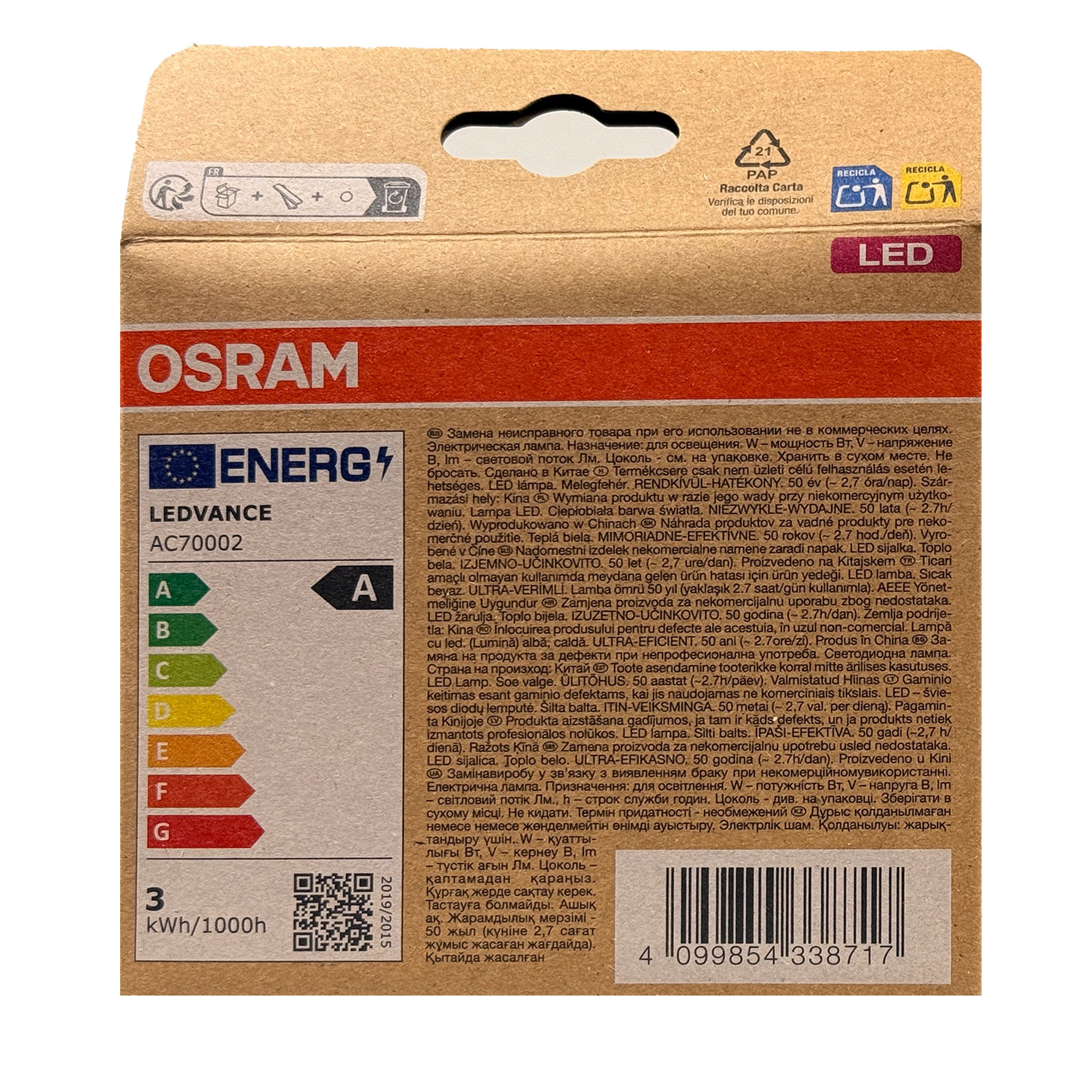 Osram LED-Leuchtmittel Osram LED Classic E14 – 3,8W (60W Ers) 2700K Klar (6 Stk), 6 St.