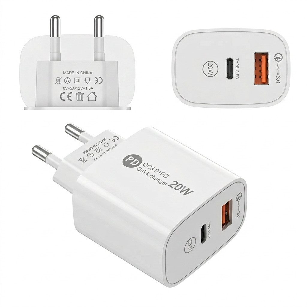 Futurea 40W Ladestecker Dual Fast-Charging Schnellladegerät Smartphone-Ladegerät (Packung, 1-tlg., Gleichzeitig zwei Geräte laden, Dual-Anschluss mit USB-A und USB-C)