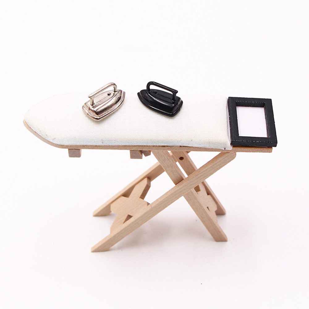 CLTYQ Puppenhausmöbel Bügeleisen-Set mit Miniatur-Bügelbrett und Zwei Miniatur-Bügeleisen (3tlg), Miniatur Puppenhaus Zubehör,Weihnachten Deko Puppenhaus