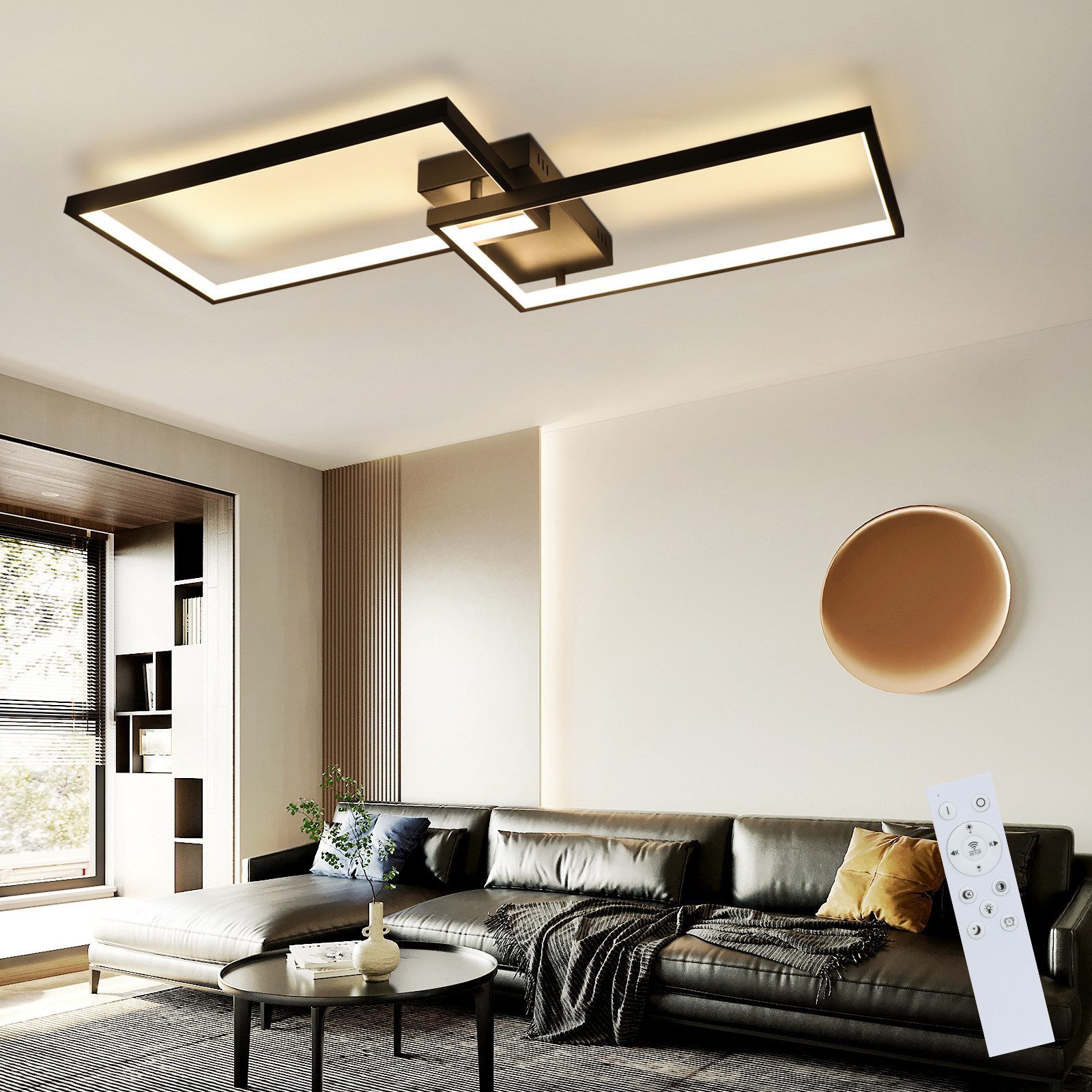 ZMH LED Deckenleuchte Wohnzimmer Modern Deckenlampe Dimmbar mit Fernbedienu günstig online kaufen
