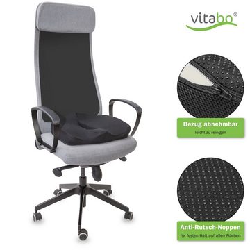 Vitabo Steißbeinkissen Vitabo ergonomisch geformtes Sitzkissen I Sitzring in O-Form I Sitzdonut aus Viscoschaum mit Memory-Funktion