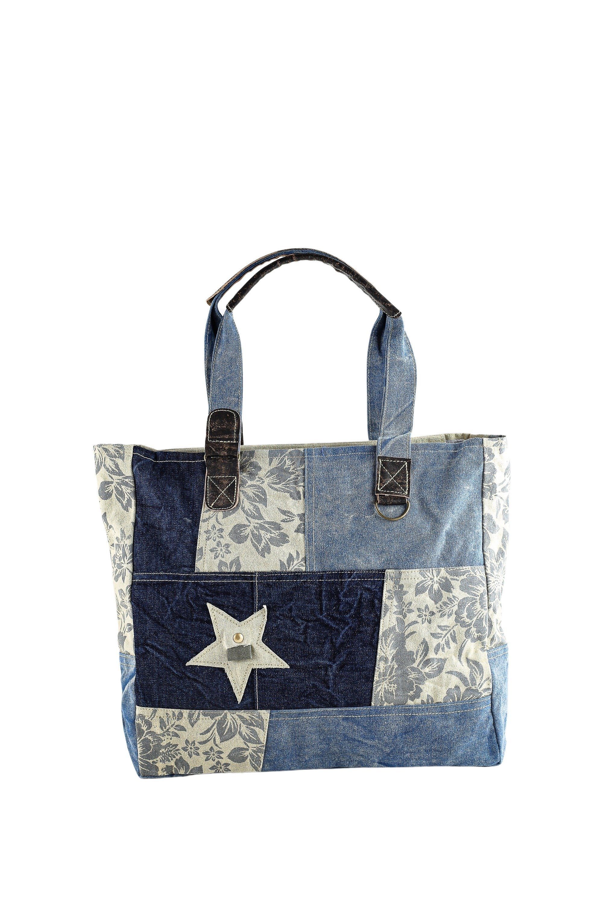 COLLEZIONE ALESSANDRO Schultertasche Blume, aus Jeans Stoff mit Blumen und Sternmotiv