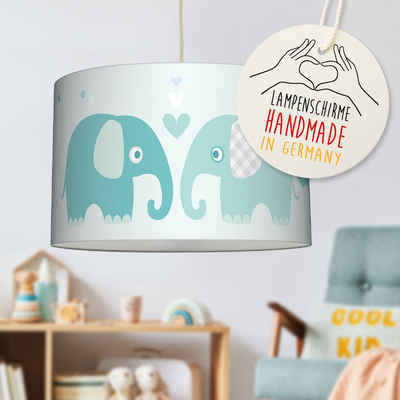 lovely label Pendelleuchte Elefanten mint - Hängelampe Baby Kinderzimmer, Plug & Shine, LED wechselbar