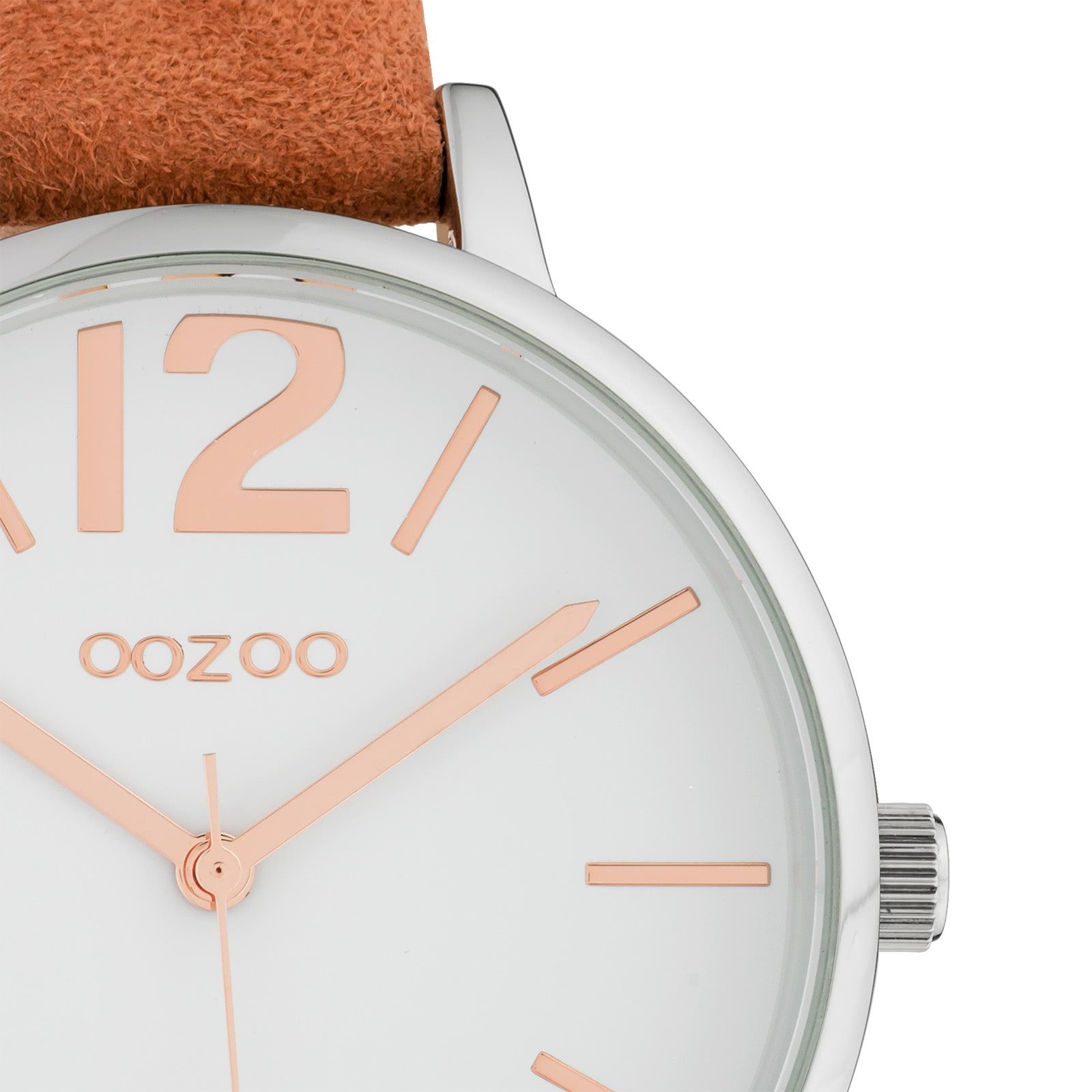 OOZOO Quarzuhr Oozoo Damen Armbanduhr Timepieces Analog, (Analoguhr), Damenuhr rund, groß (ca. 42mm), Lederarmband braun, Fashion