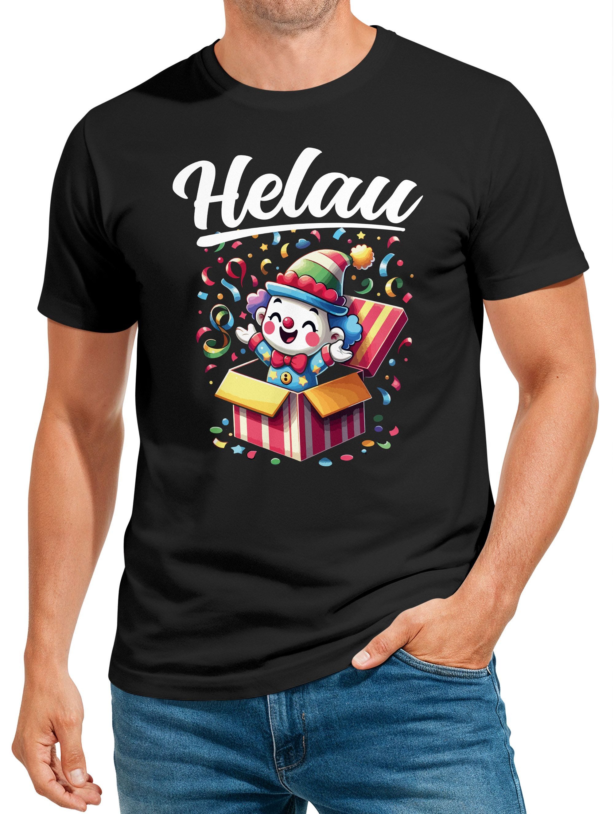 Print-Shirt Herren T-Shirt Fasching Karneval Kostüm-Ersatz Clown Verkleidung Last