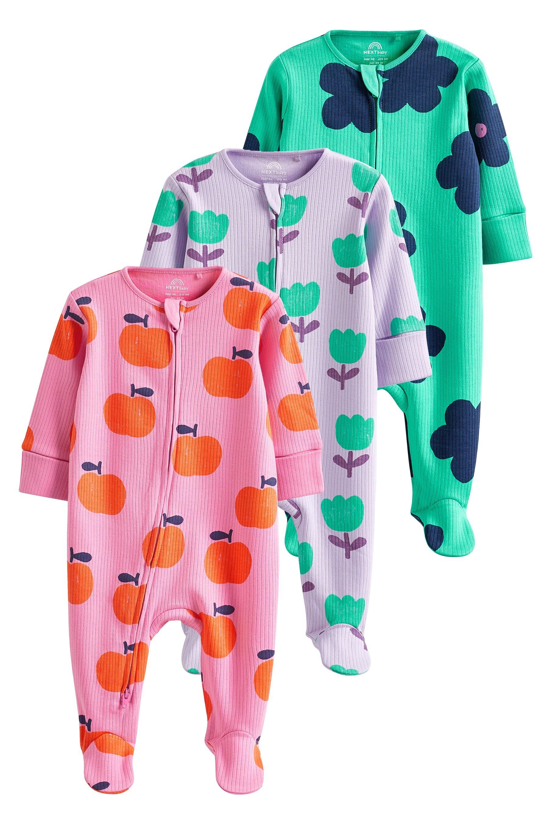 Next Schlafoverall Babyschlafanzüge mit Füßen, 3er-Pack (3-tlg)