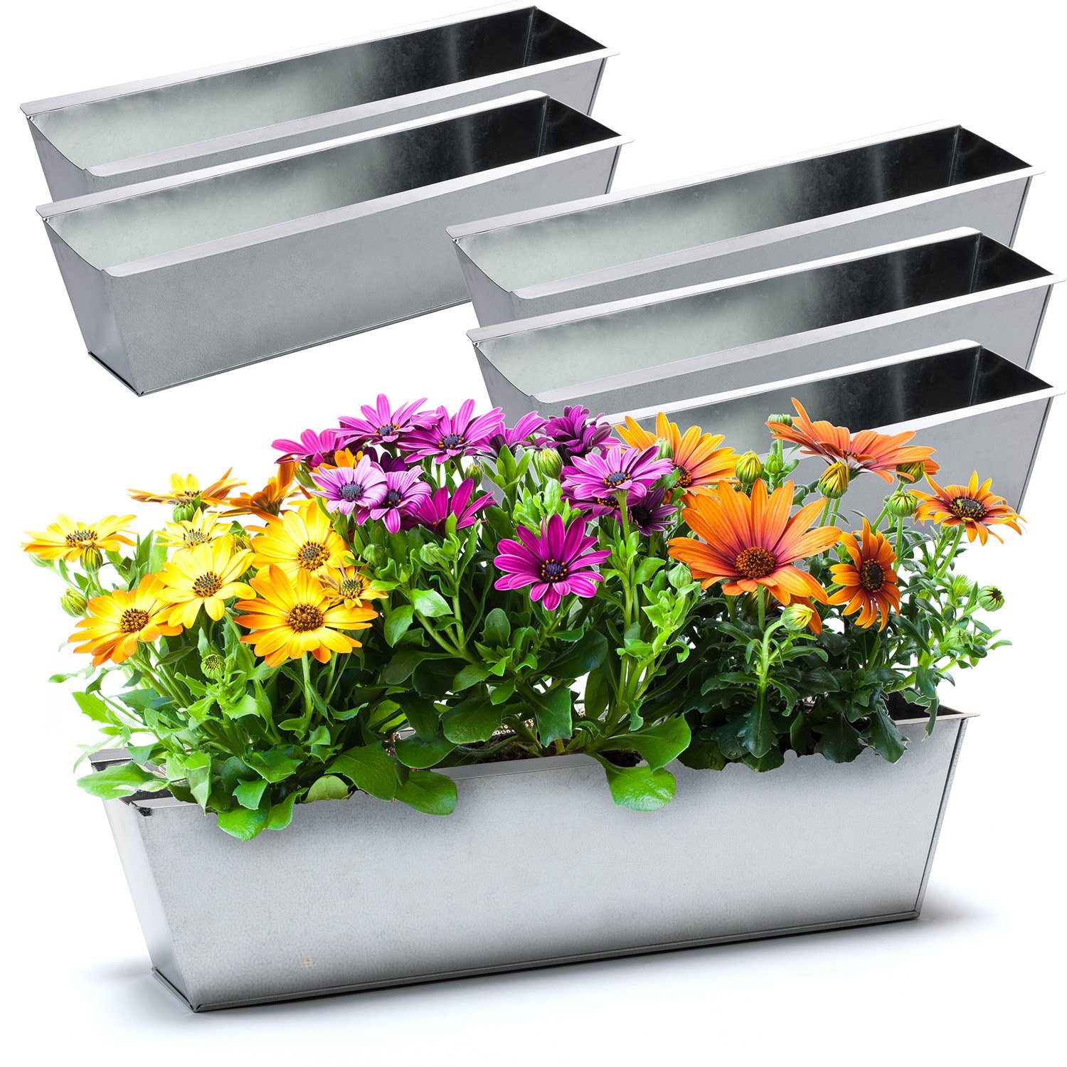 BigDean Blumenkasten 6x Pflanzkasten f. Europalette Metall verzinkt 38x12,5 günstig online kaufen