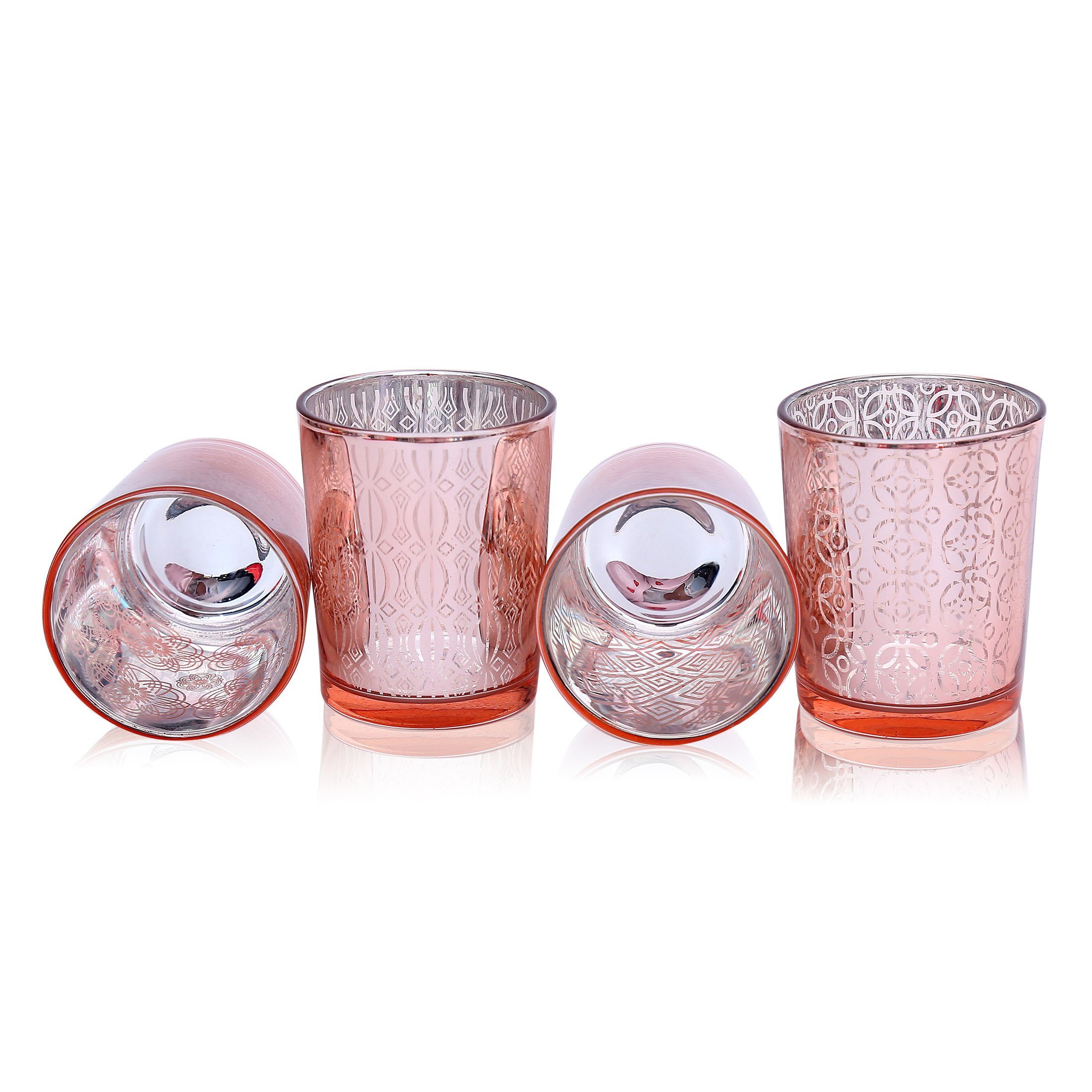 Flanacom Teelichthalter Orientalische (4er Design - Glas orientalisches Set), Ornament-Design Kerzengläser