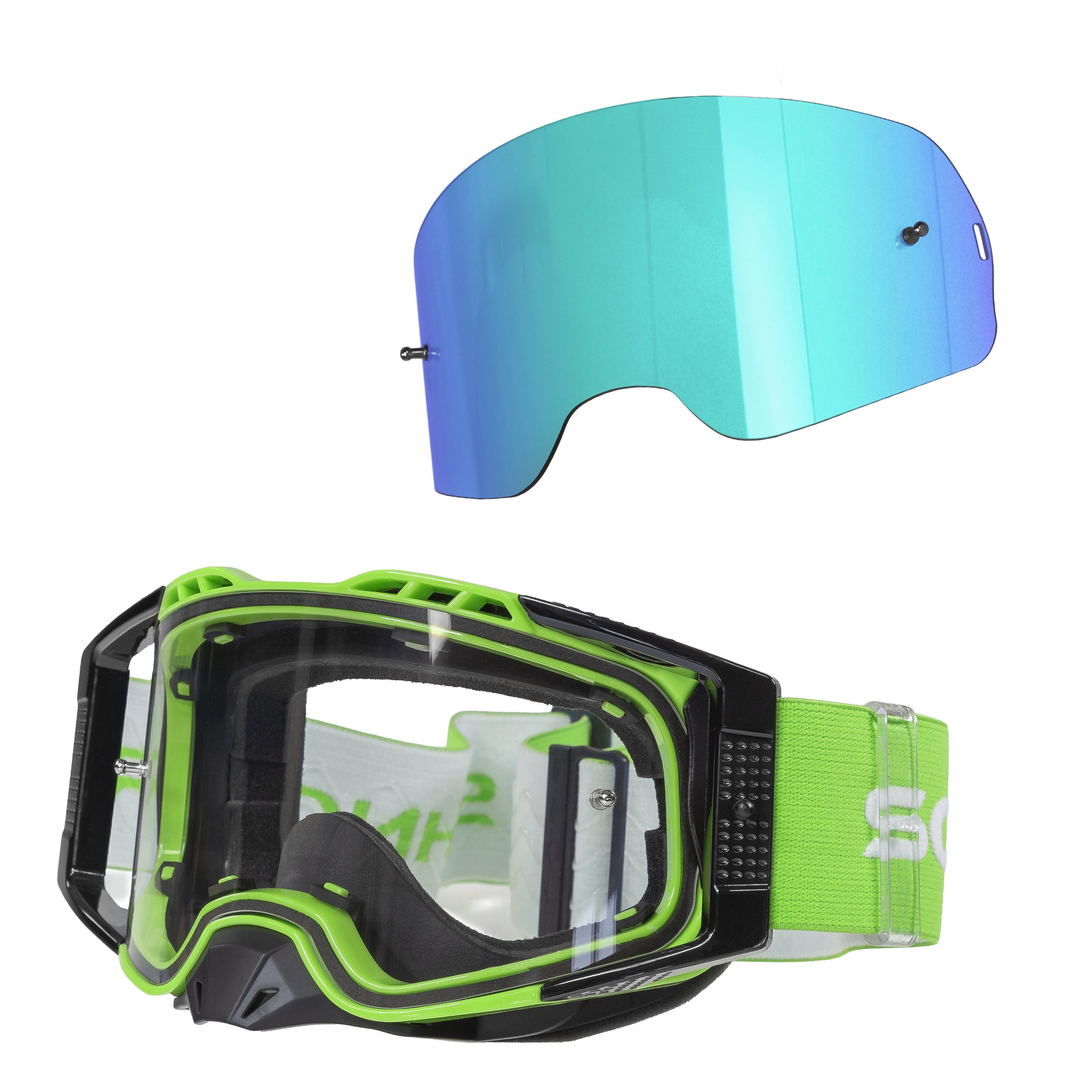 Sportbrille MX Pro Motocross Brille Anti-Fog Tear-Off Roll-Off Wechselglass Blau