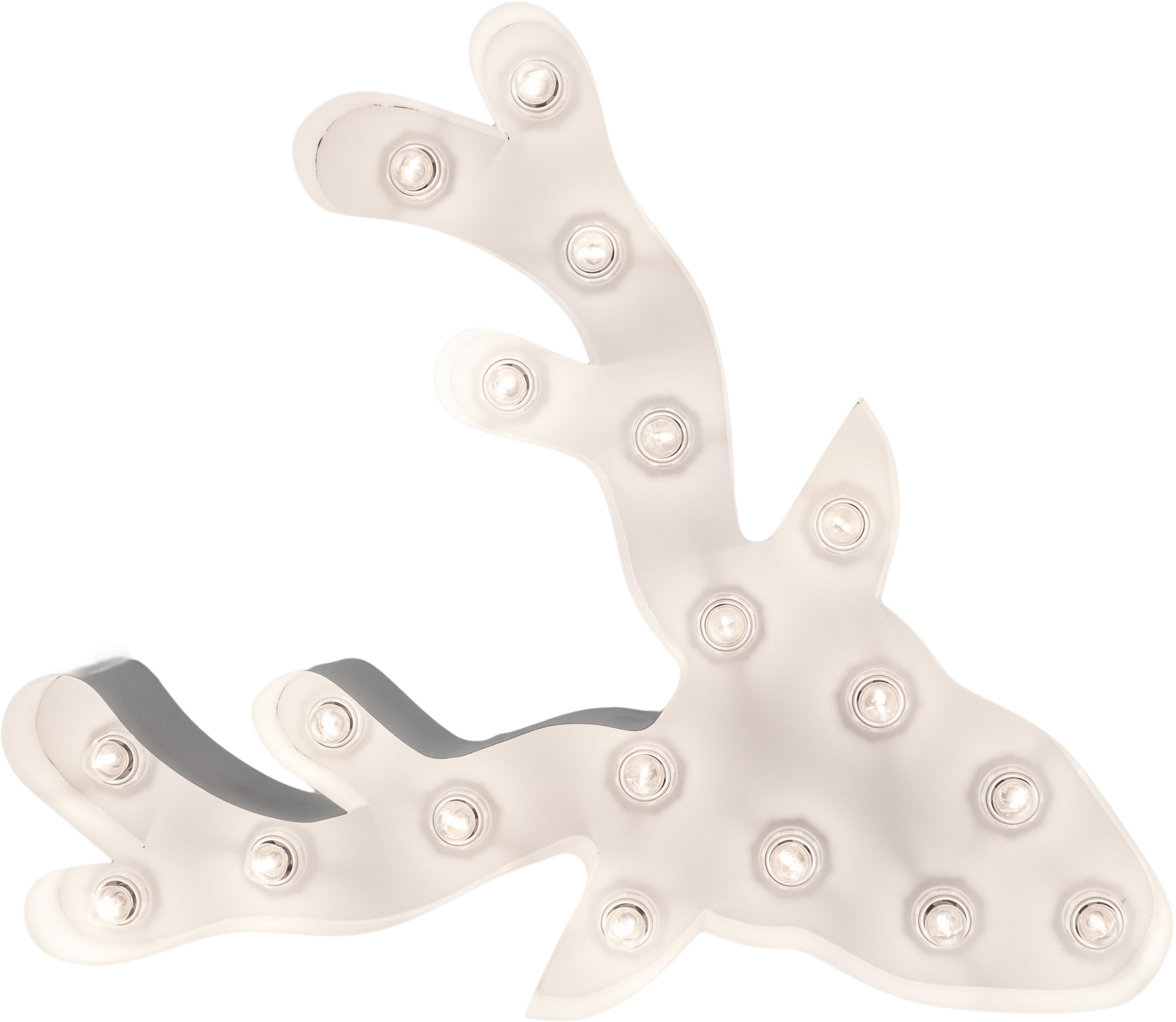 MARQUEE LIGHTS LED Dekolicht Deer, ohne Leuchtmittel, Warmweiß, Wandlampe, Tischlampe Reh, Geweih 19 LEDs E14 (exkl) - 58x61 cm