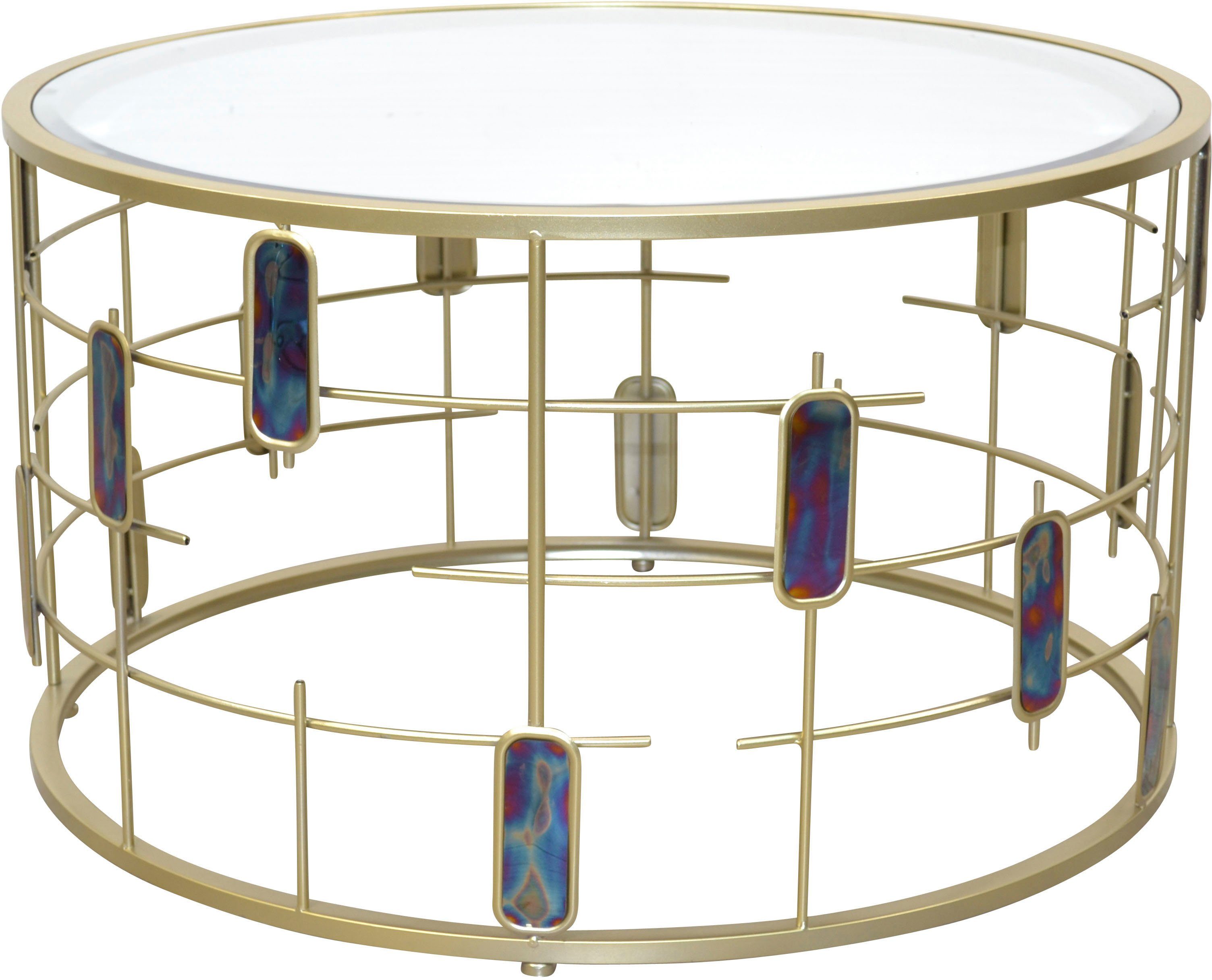 HOFMANN LIVING AND MORE Couchtisch, Metallgestell, Stabiles beschichtet goldfarben