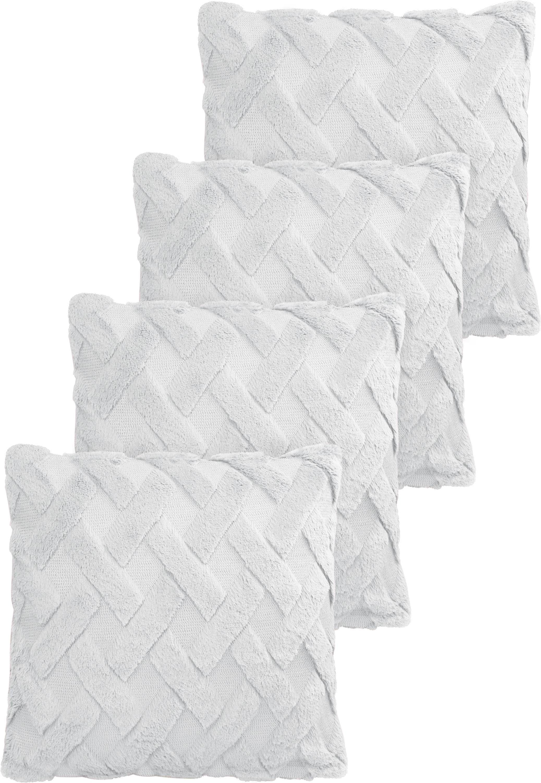 Aspero Dekokissen 4er Set Kissenbezüge Sofia, Plüsch Couchkissen 45 x 45 cm mit Cashmere Feeling