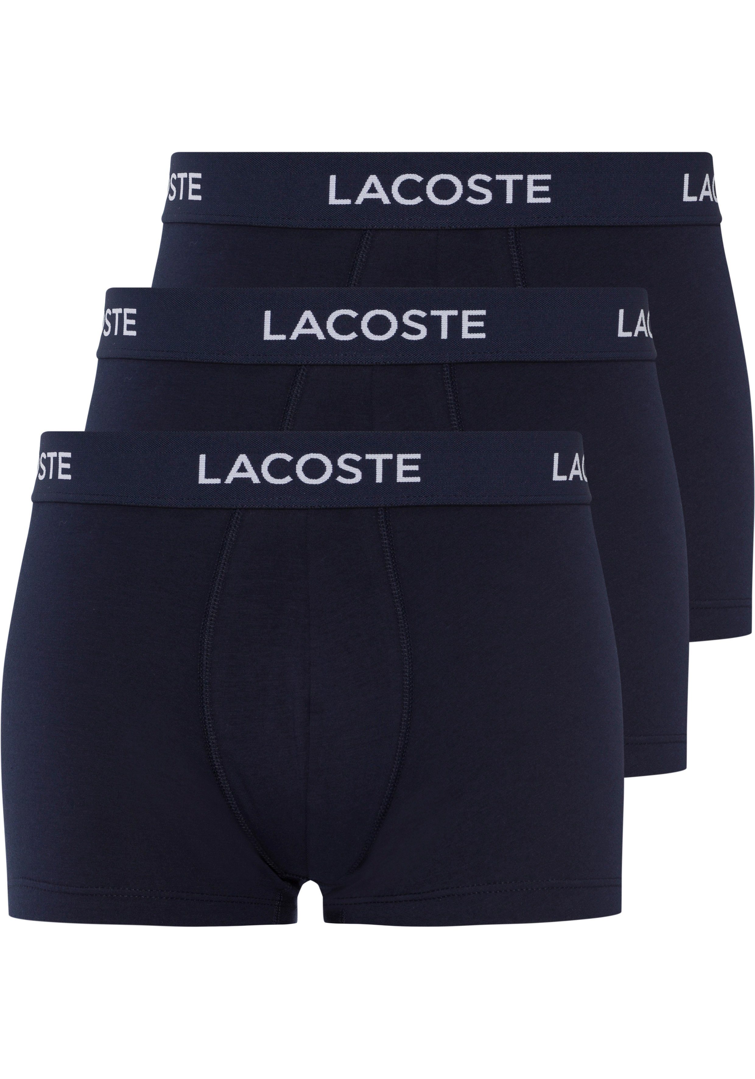 Lacoste-Schriftzug navy-weiß mit (Packung, Bund Boxershorts Lacoste 3er-Pack) am 3-St.,