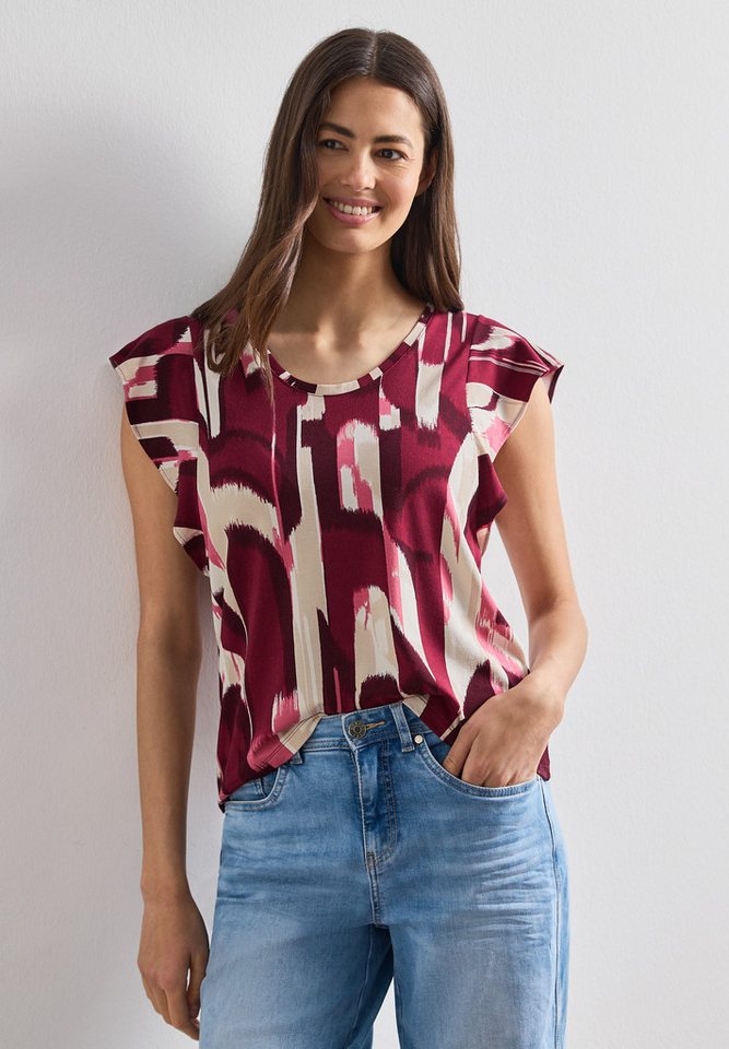 STREET ONE T-Shirt aus elastischem Materialmix