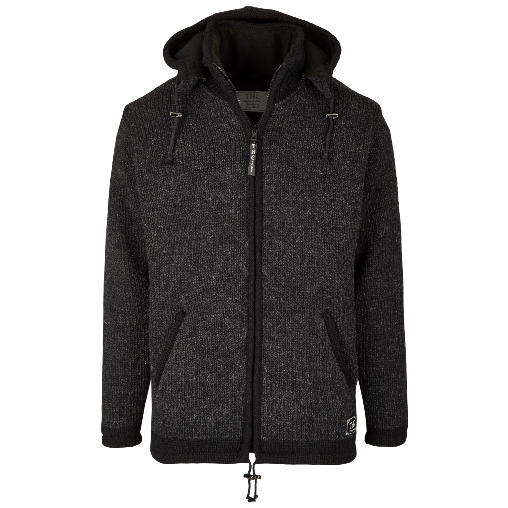 THC Natural Line Strickjacke THC Schafwoll Strickjacke 810 anthrazit (1 Stück, 1-tlg., 1 Stück) Strickjacke mit abnehmbarer Kapuze