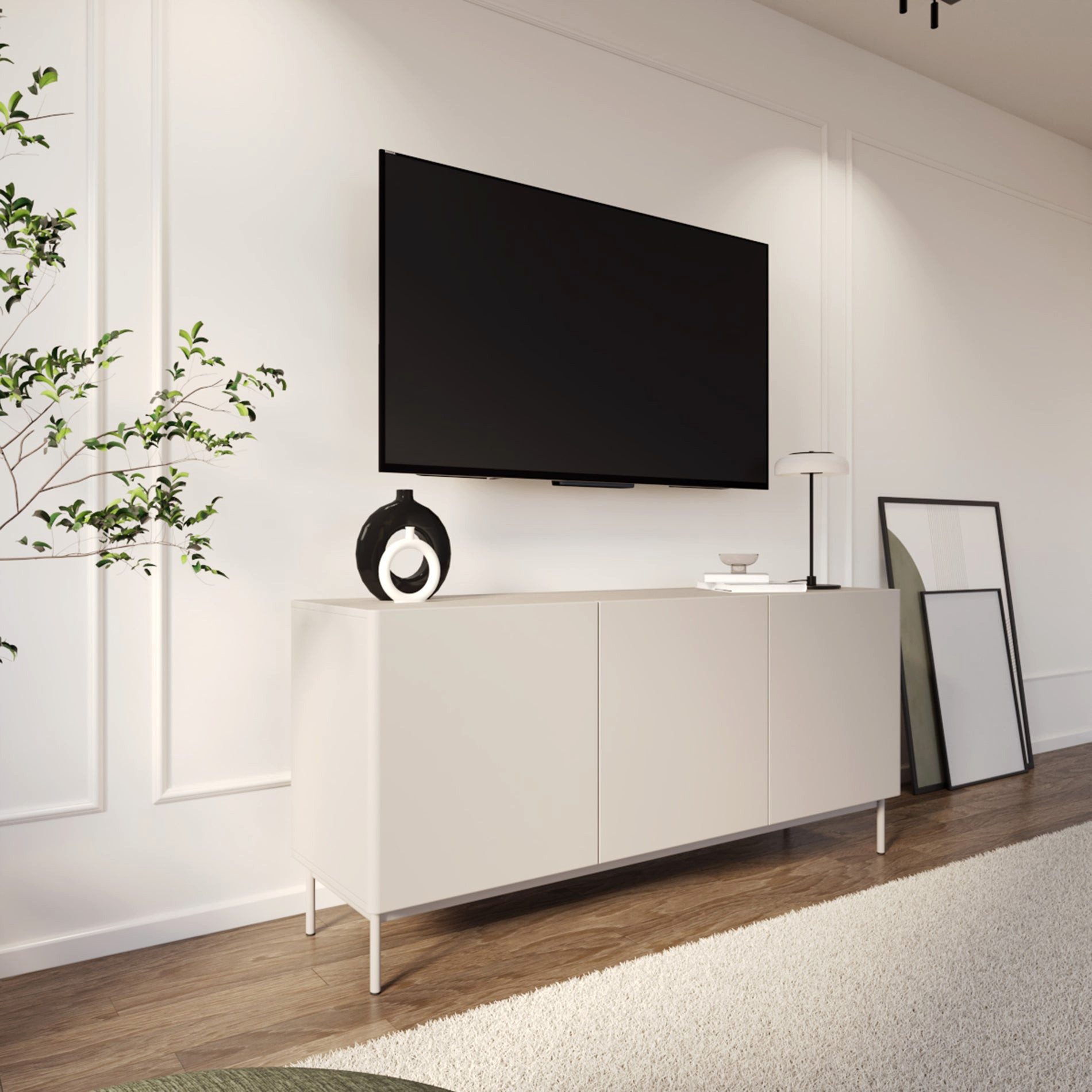 Selsey TV-Schrank OLIO TV-Lowboard Olio dreitürig hoch 160 cm Kaschmir