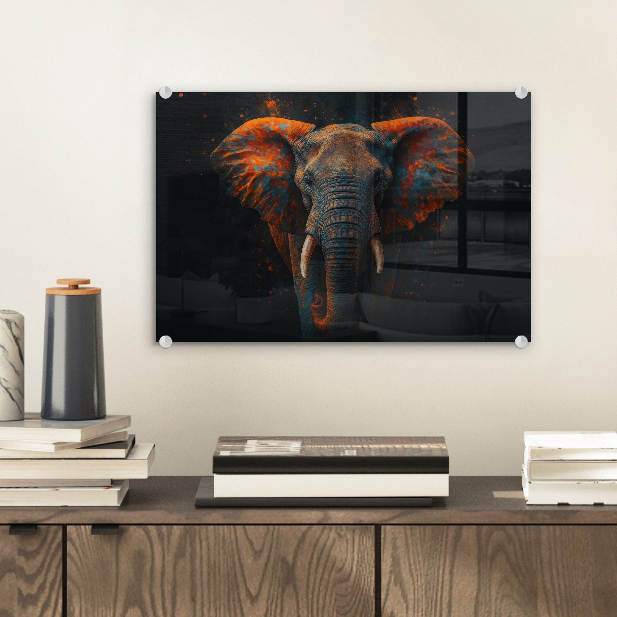 MuchoWow Acrylglasbild Elefant - Orange - günstig online kaufen