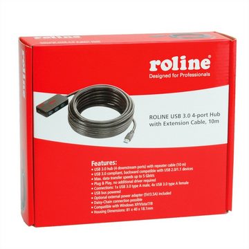 ROLINE USB 3.2 Gen 1 4-Port Hub mit Repeater Computer-Adapter, 1000.0 cm