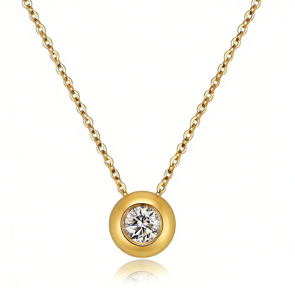 Goldkette IGI-zertifiziertes Diamant-Collier in 18K Gold, Lünettenfassung