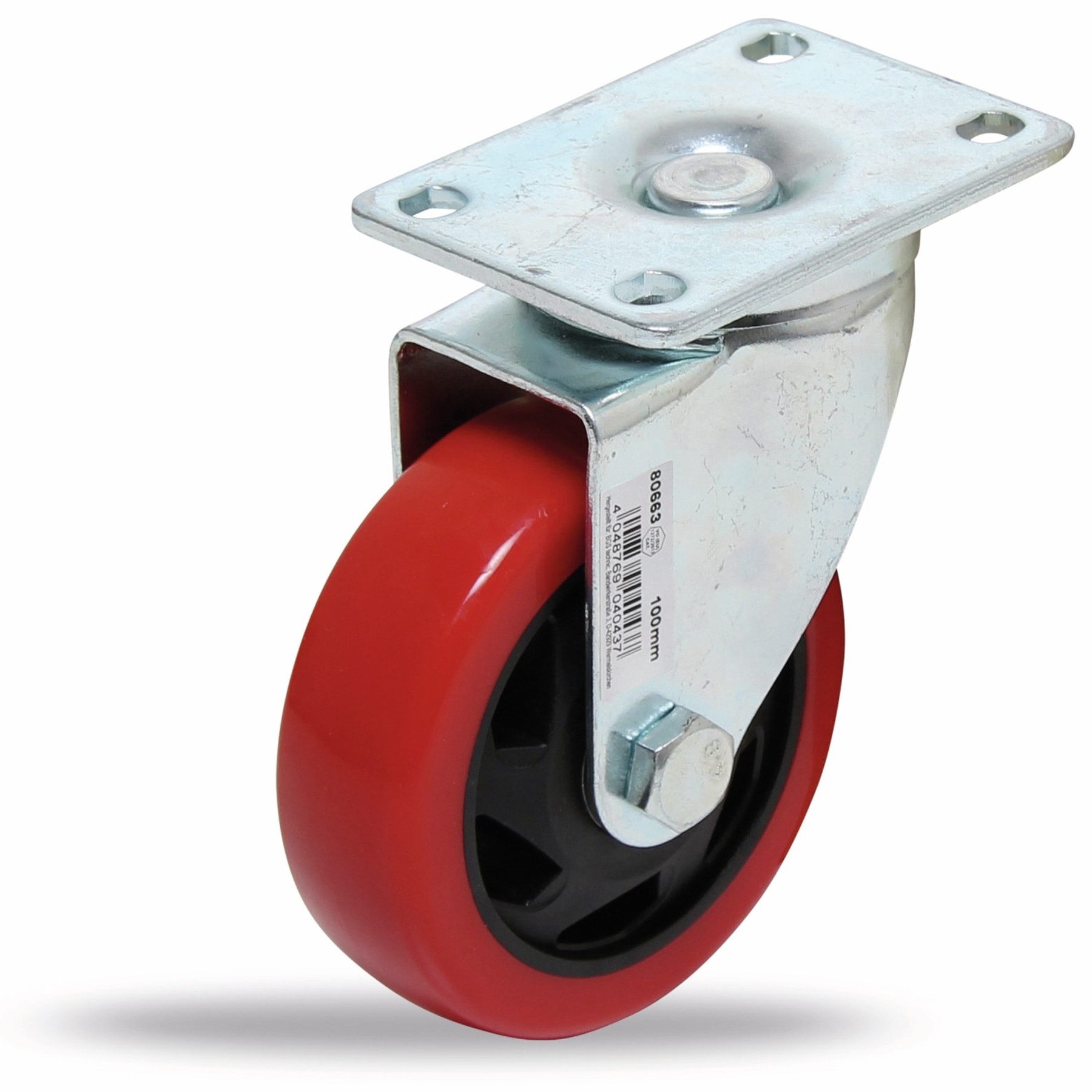 BGS technic Schwerlastrolle BGS TECHNIC Lenk-Laufrolle, rot/schwarz, Ø 100 mm
