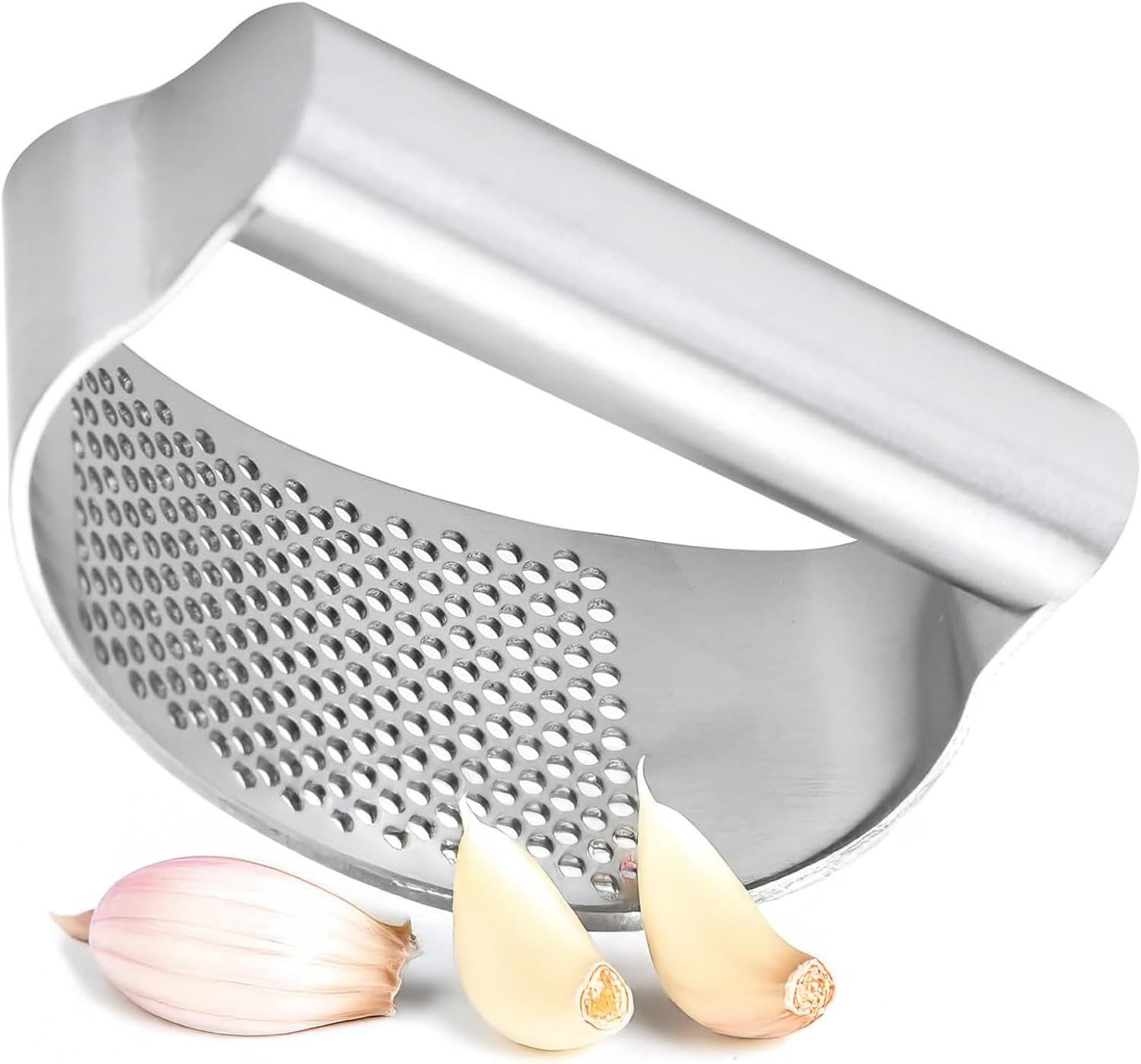 hausleben Knoblauchpresse esmerina® - Edelstahl Knoblauch/Gemüsepresse (1 St), Ergonomischer Griff für einfaches Auspressen, Leicht zu reinigen