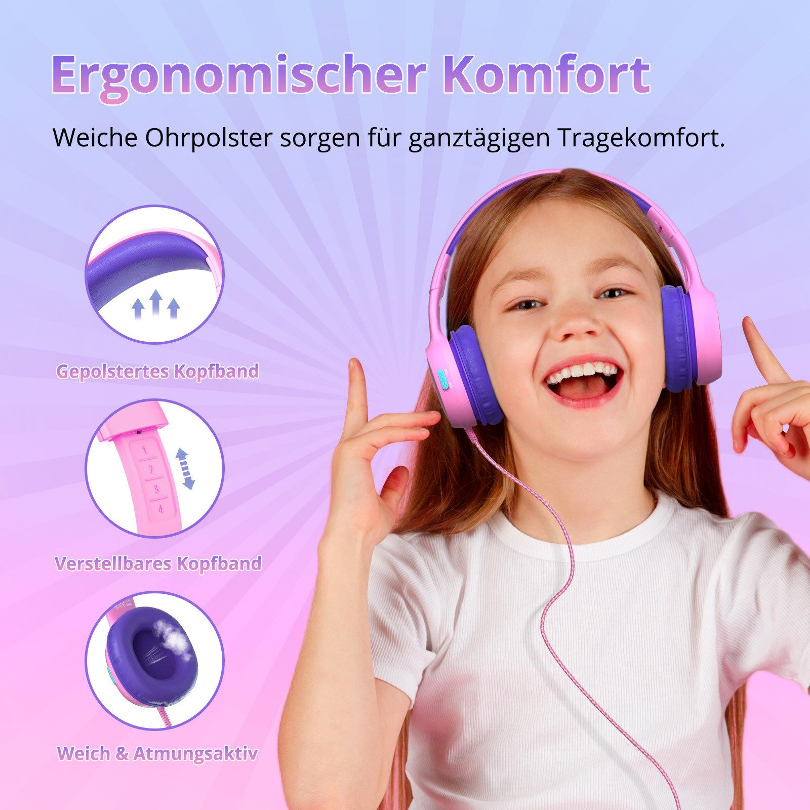Tronsmart KH01 2pcs Kopfhörer Kinder Mit Kabel Kinder-Kopfhörer