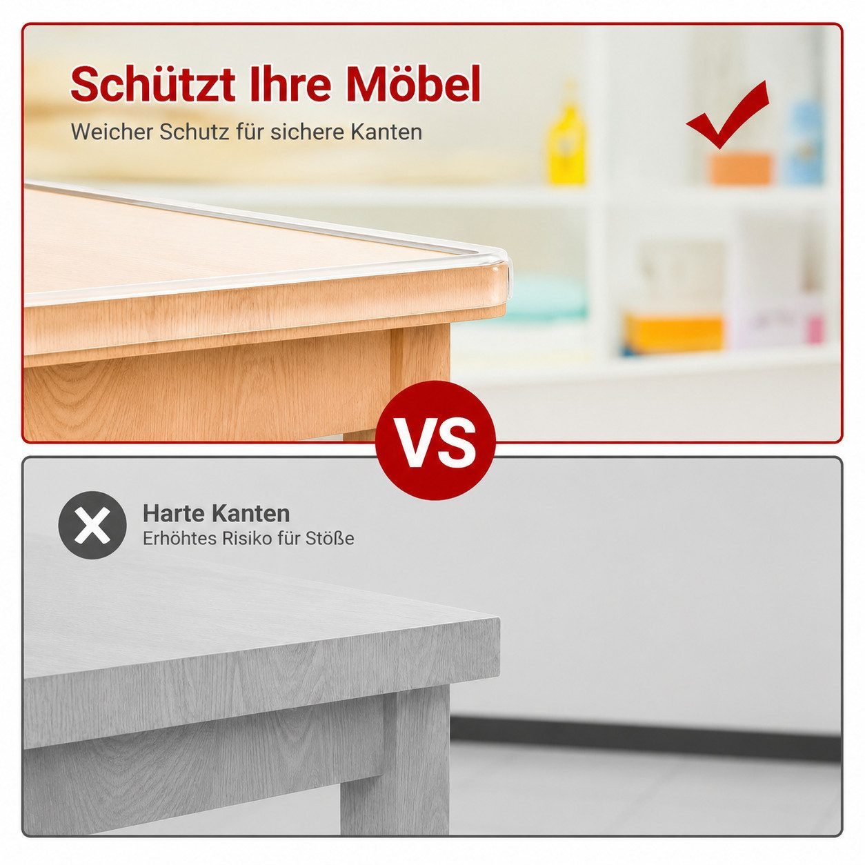 MOPUEA Kindersicherung 3 m Kantenschutz Transparenter Stoßfänger-Streifen für Möbelkante Ecke, Eckenschutz Transparent - Einfache Montage (10mm Breite) – Bild 5 von 5