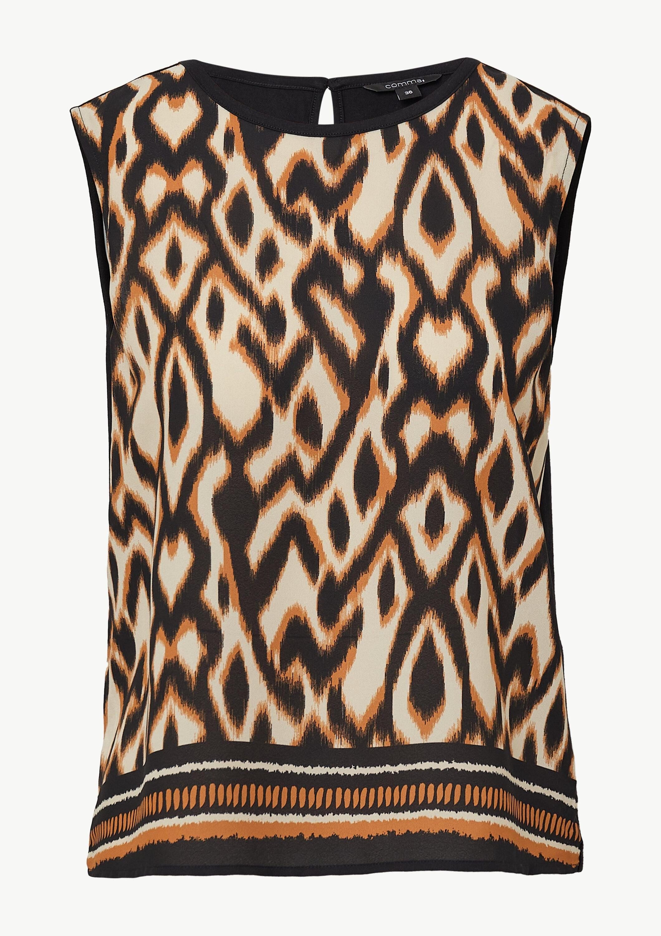 comma Muskelshirt T-Shirt Ärmelloses Blusenshirt mit All-over-Print