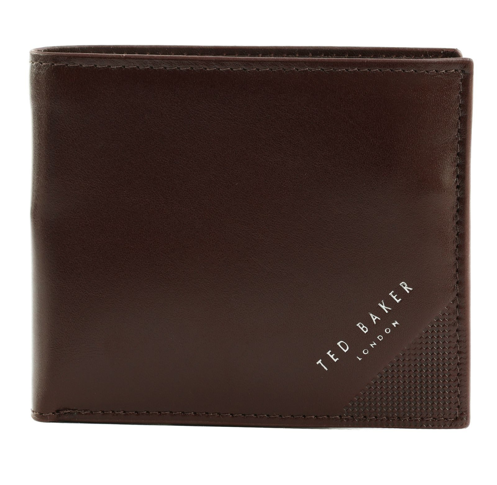 Ted Baker Geldbörse Embossed Corner Leather Bifold Coin Wallet, aus echtem Leder mit RFID-Blocker Schutz