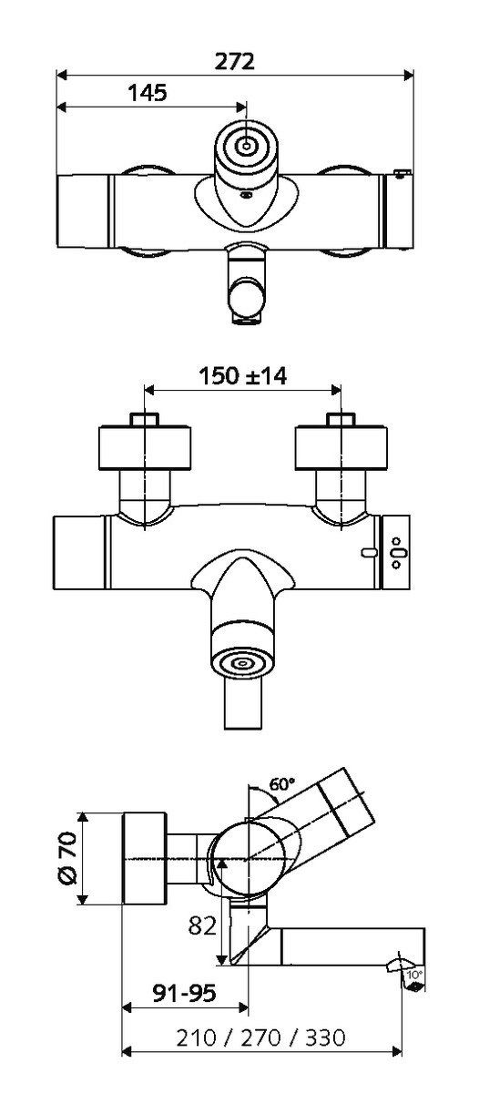 Schell Waschtischarmatur Vitus Ventil Aufputz Batteriebetrieb CVD-Touch-Elektronik m. Thermostat