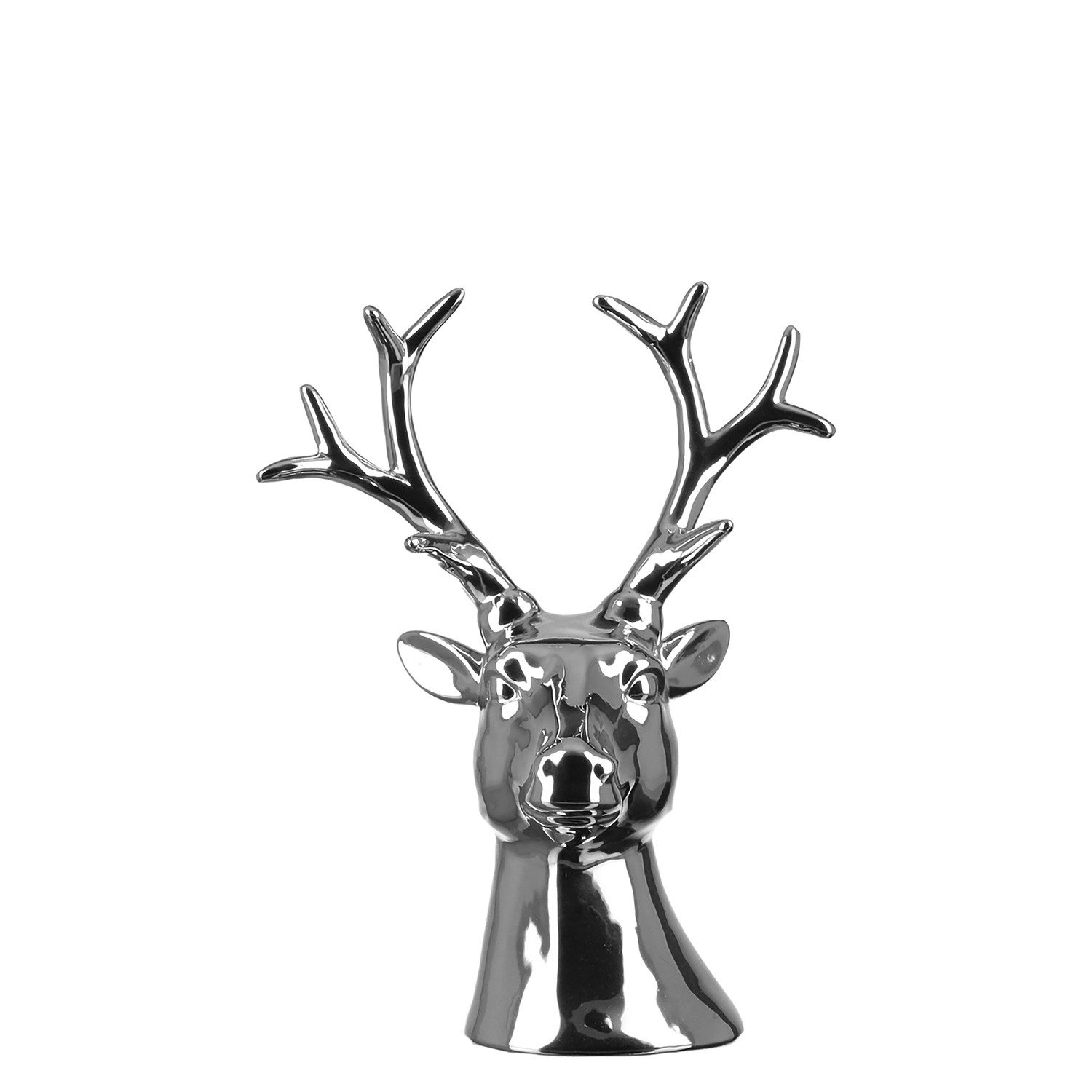 Fink Dekoobjekt REMO Hirschkopf - silber - Keramik - H. 25cm - Dekoobjekt - günstig online kaufen