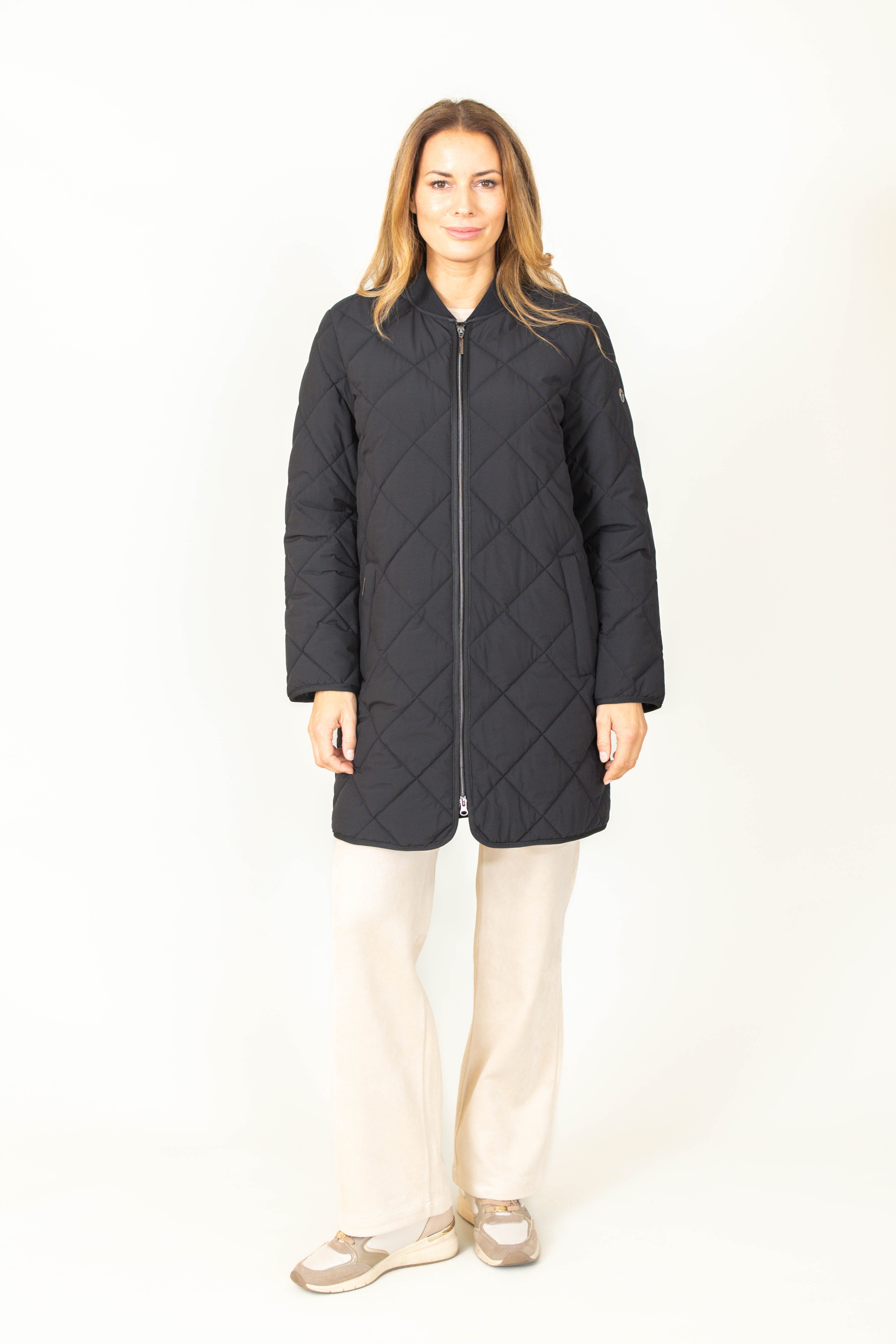 Bomberjacke Rautenstepp-Longbomber "Natural-Stretch"