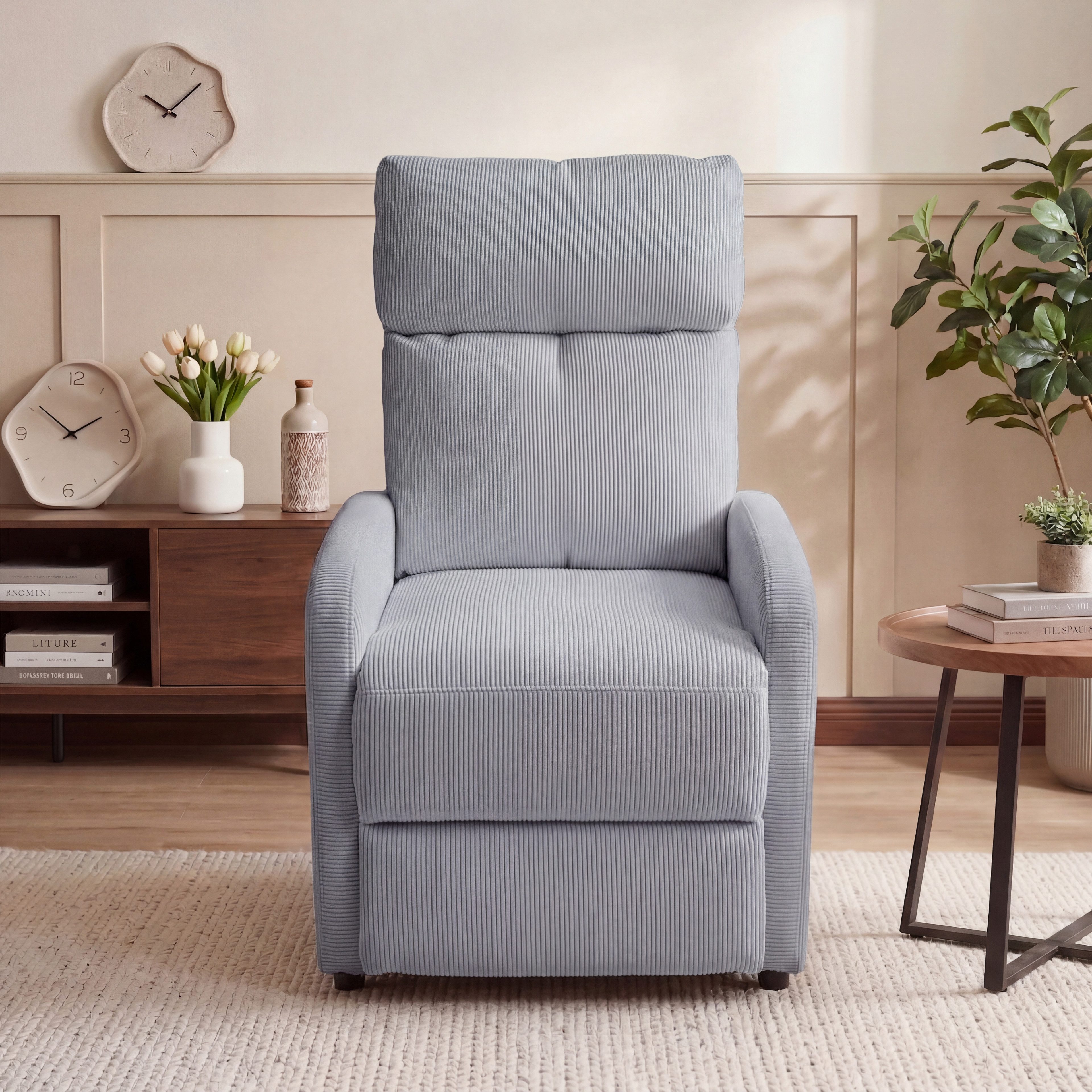 oyajia Relaxsessel Ergonomischer Liegesessel mit Relaxfunktion (verstellbare Rückenlehne & Seitentasche für mehr Funktion, Cordstoff), Fernsehsessel, bis 150 kg belastbar, 95°-145°