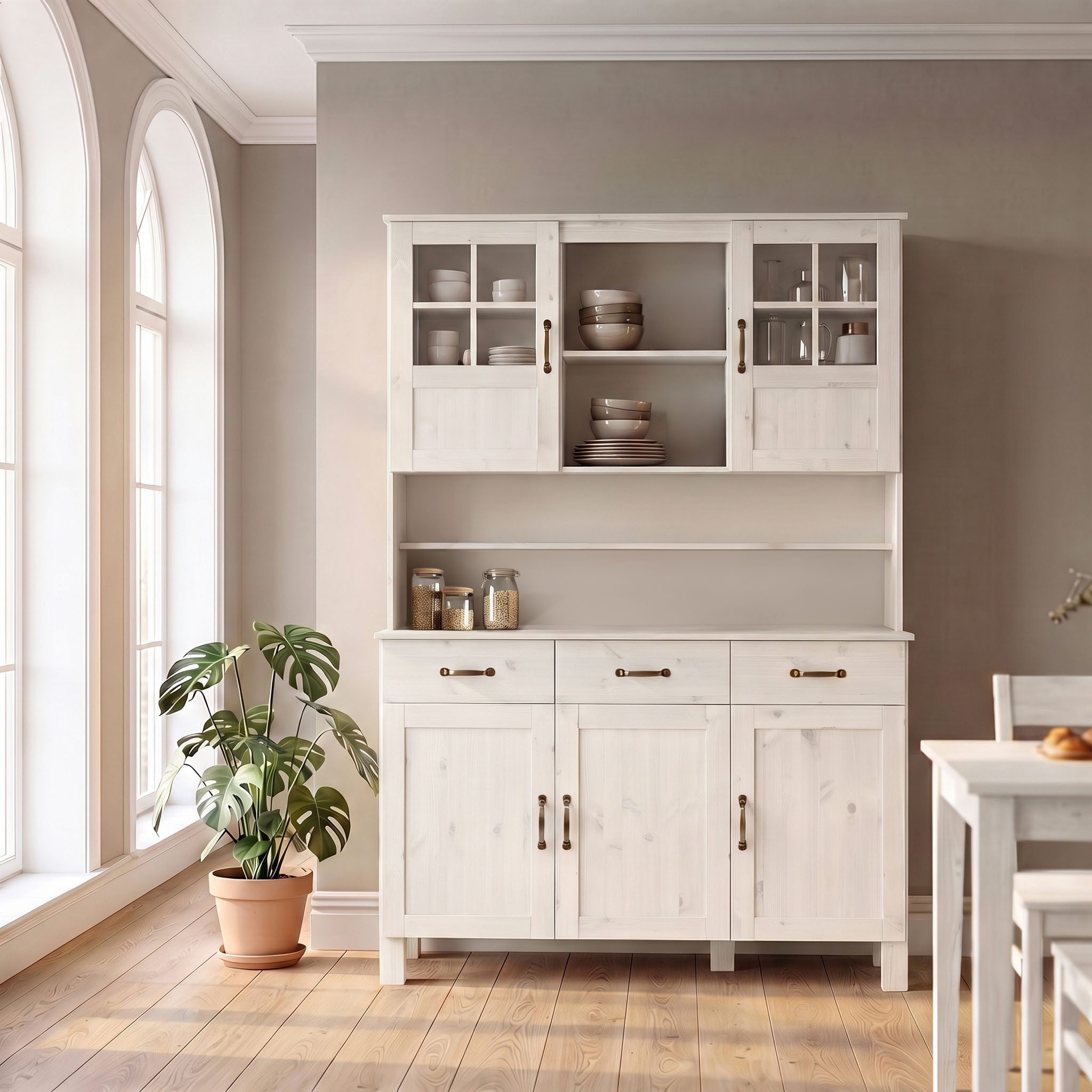 Home affaire Küchenbuffet Alby Breite 125 cm, 2 Glastüren, 2 Schubladen