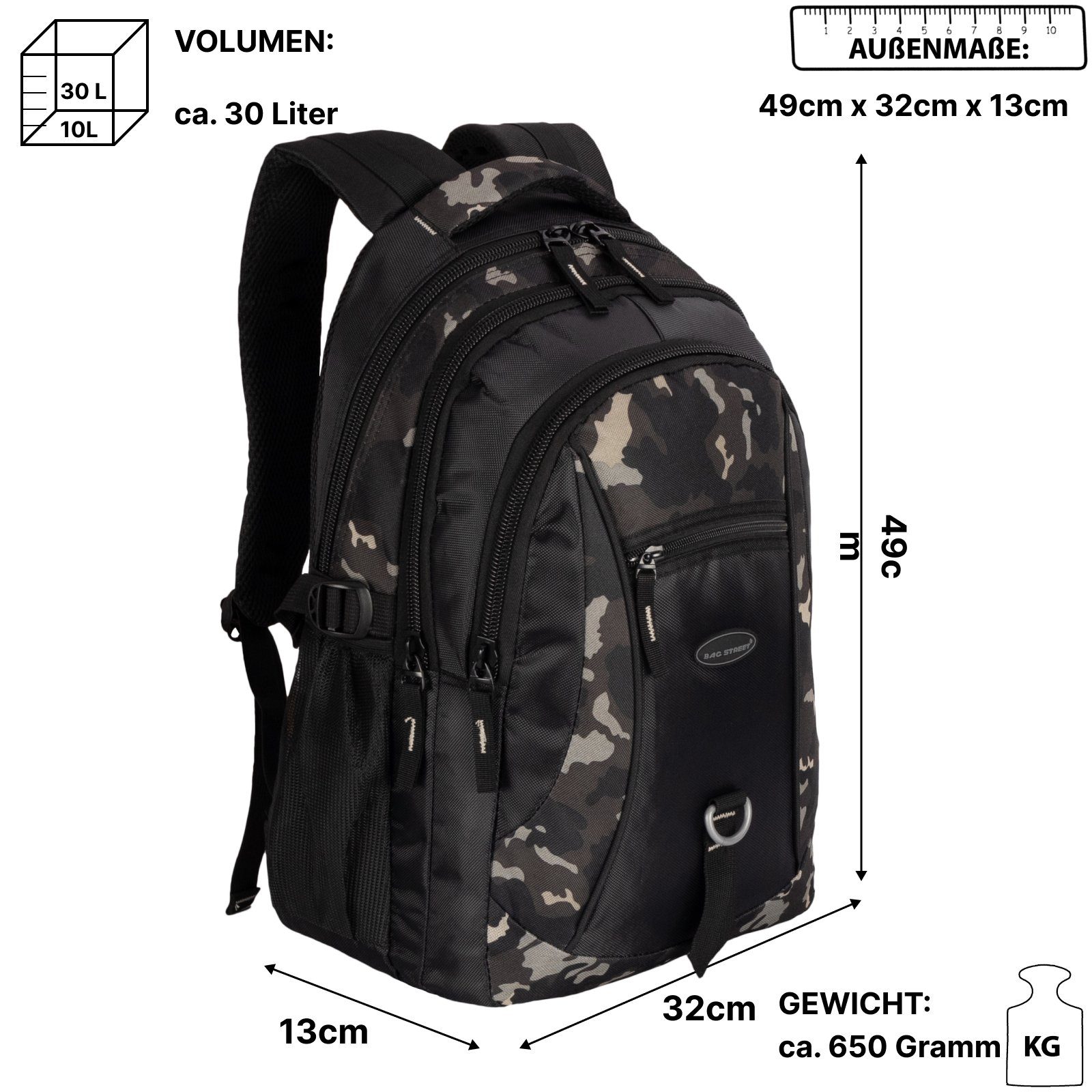 BAG STREET Rucksack Rucksack Damen Herren Sport Schulrucksack Freizeit Reise Wandern, Freizeitrucksack, Sportrucksack, Businessrucksack