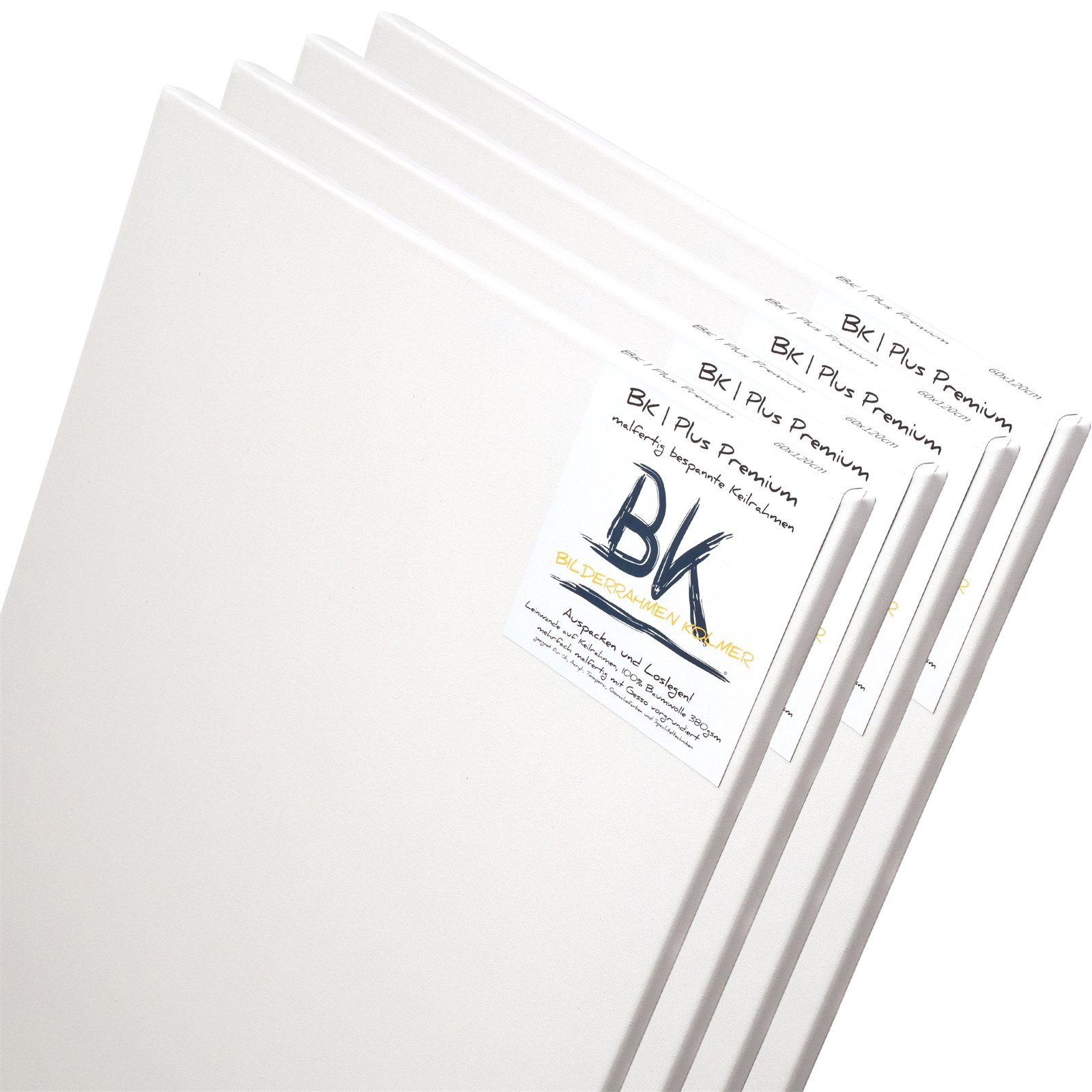 BK BILDERRAHMEN KOLMER Keilrahmen 4 B.K. PLUS Leinwände, 100x100 cm, auf Keilrahmen, 100% Baumwolle, Malfertig. Einfach auspacken und loslegen.