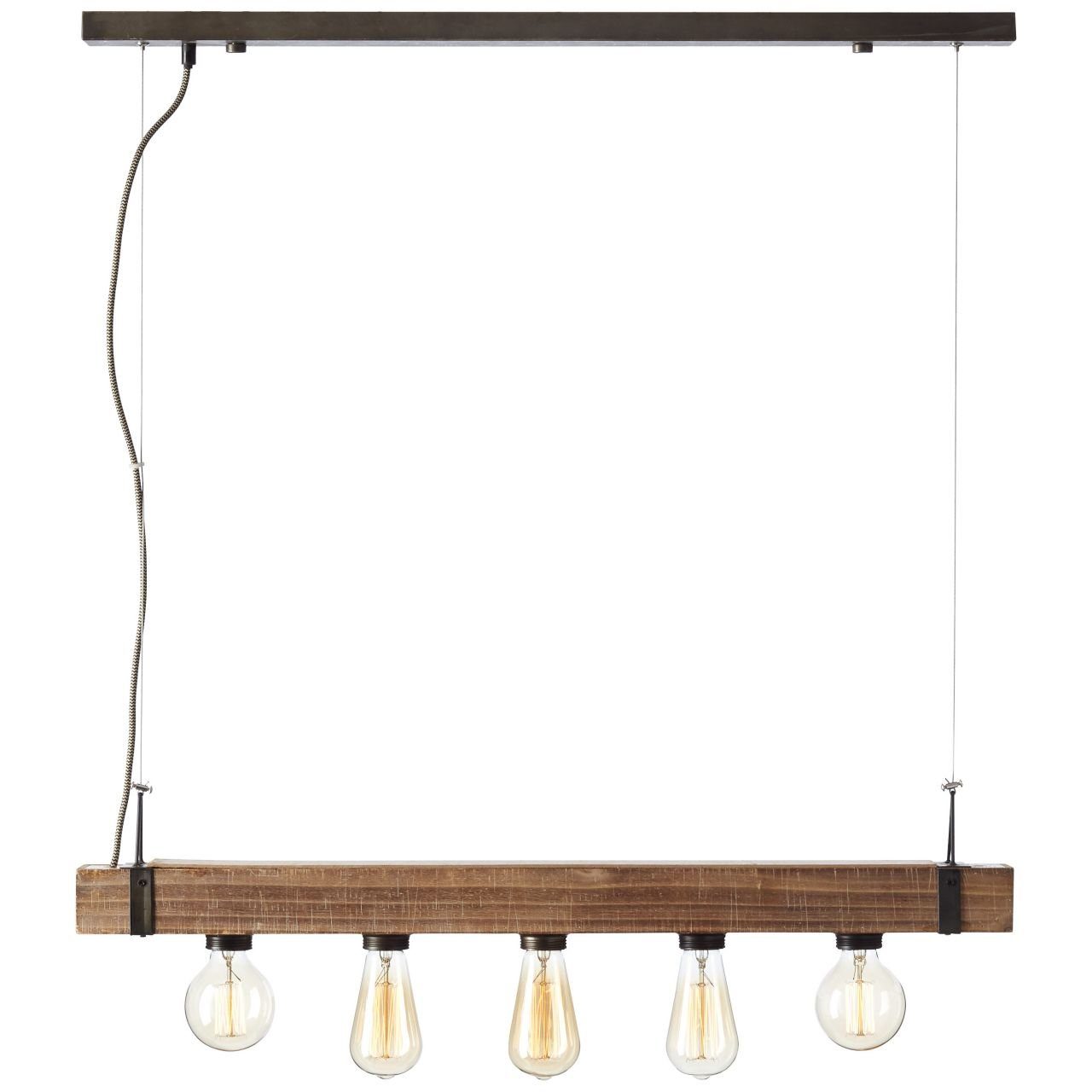 Brilliant Pendelleuchte 5x antik/schwarz Woodhill Pendelleuchte A60, E27, g. Woodhill, 5flg 30W, Lampe