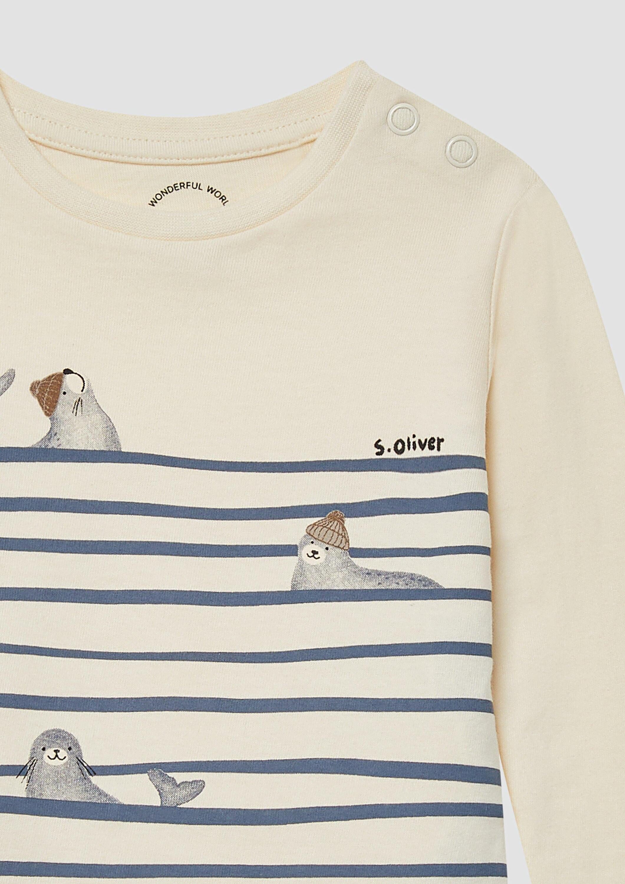 s.Oliver Langarmshirt T-Shirt Langarm-Jersey-Shirt mit Frontprint